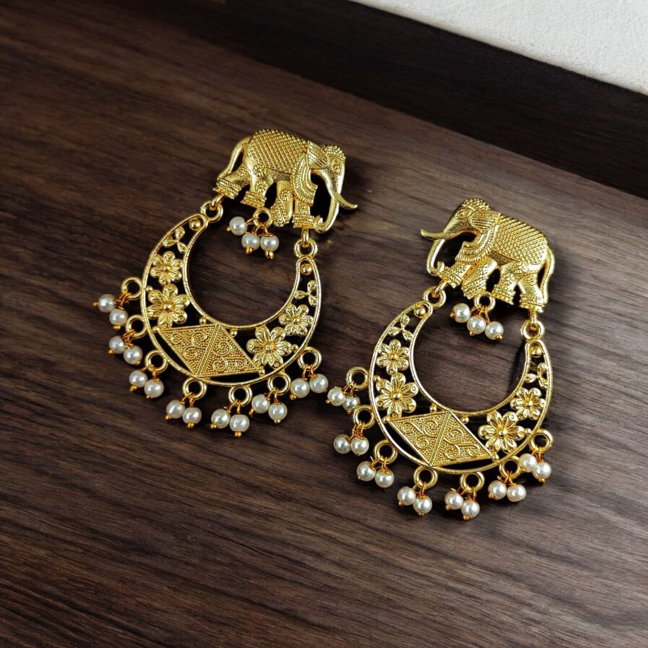 Gold Plated Elephant Earrings | Best Traditional Contemporary Dangler Studs For Girls