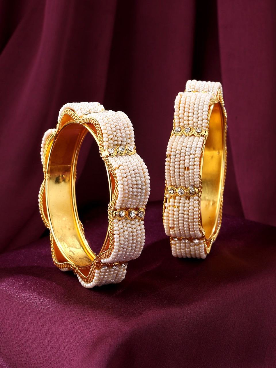 Premium Quality Gold Plated Bangle With Pearl Detailing for Occasional and Daily Wear