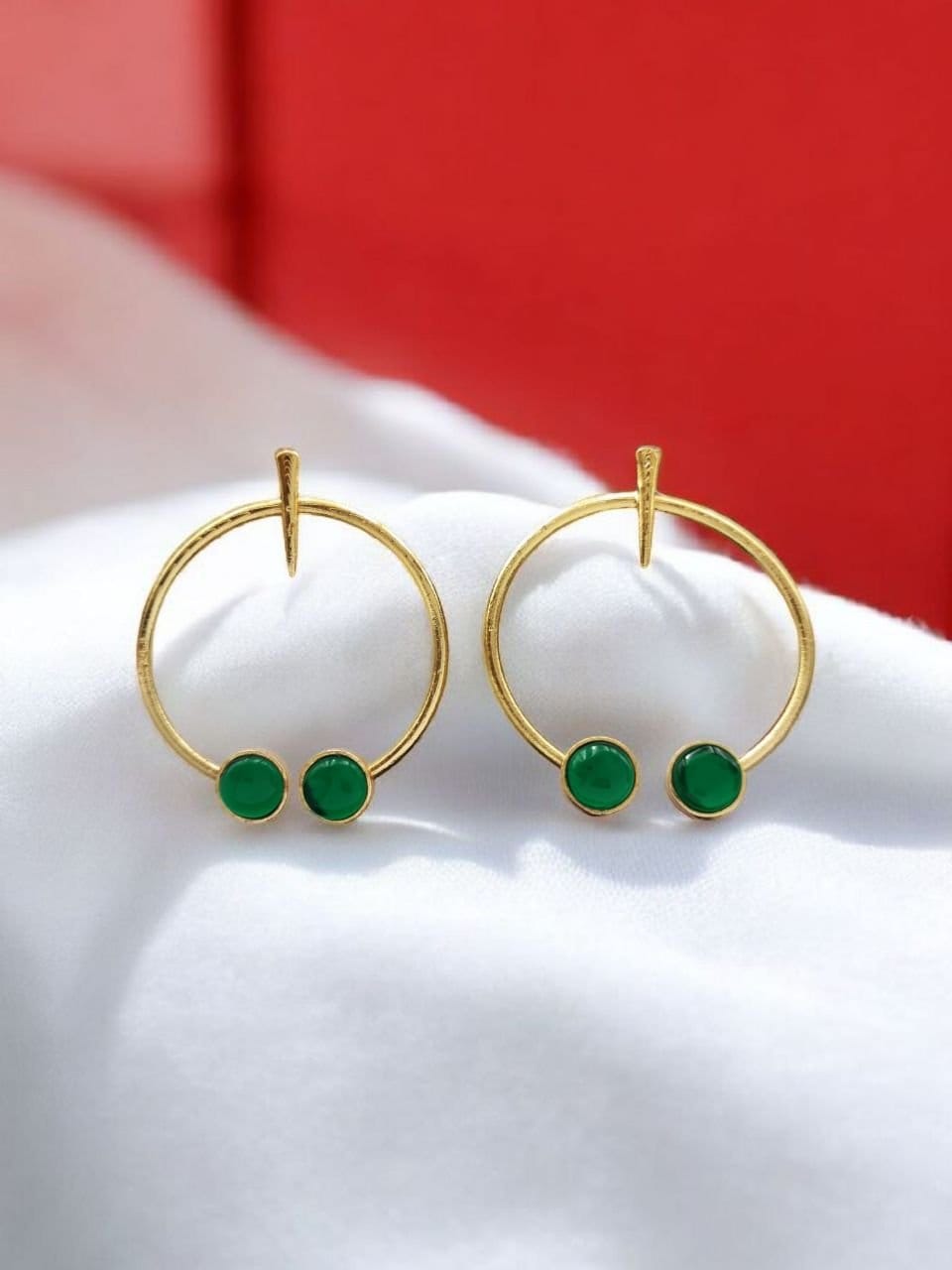 Contemporary Golden Monalisa Stone Circle Stud Earrings – Best Jewelry