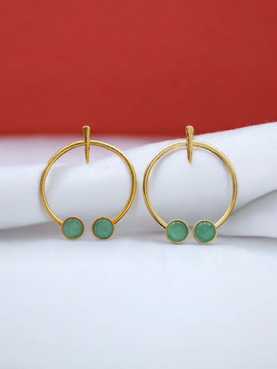 Contemporary Golden Monalisa Stone Circle Stud Earrings – Best Jewelry