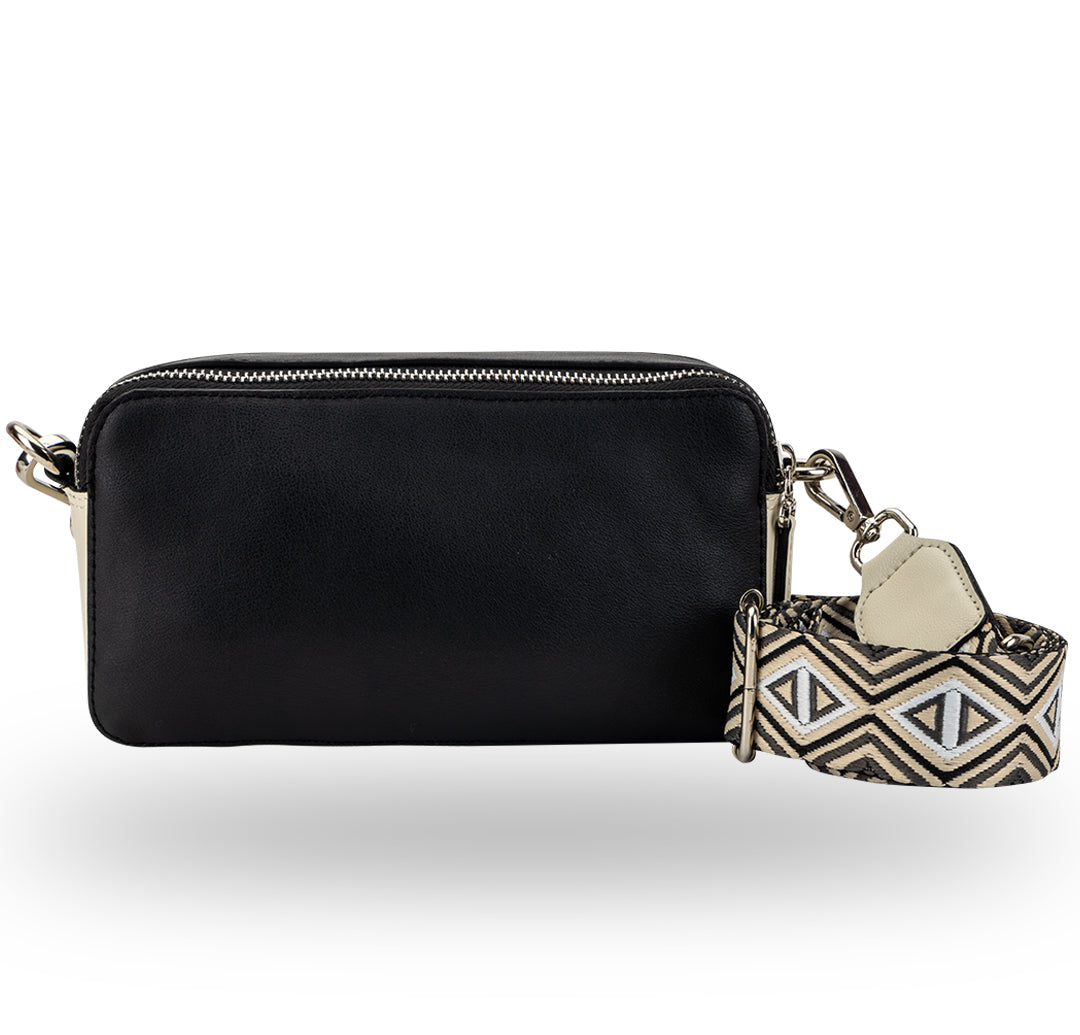 Elysian Double Zip Crossbody Bag - Black White