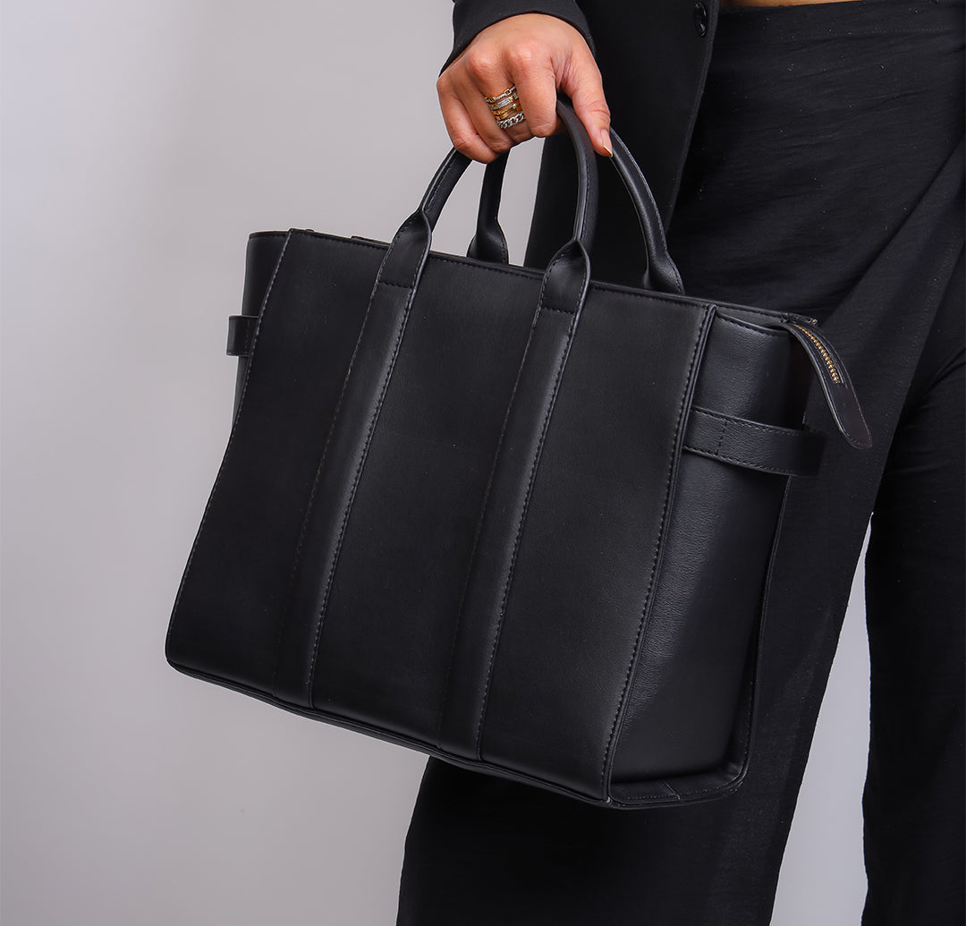Elan Box Tote Bag - Black