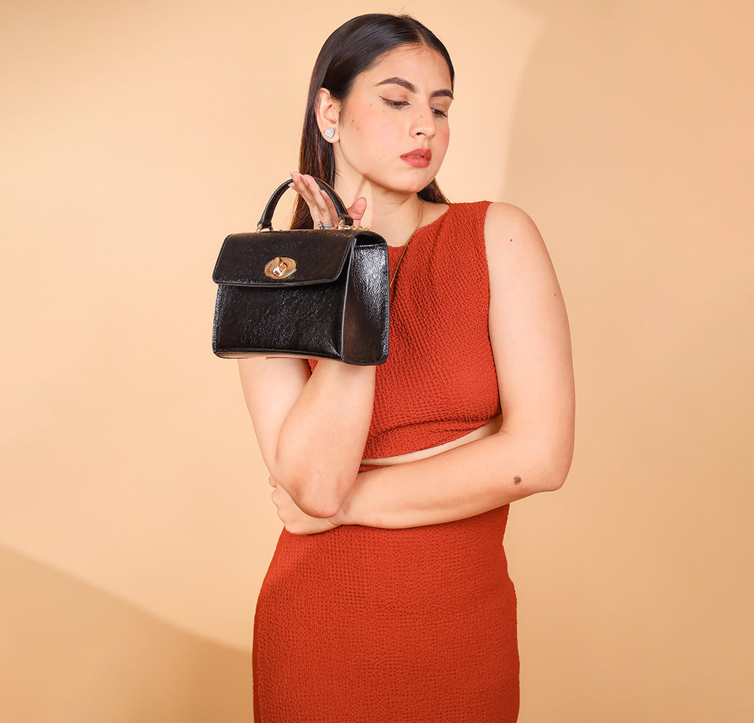 Femmora Mini Satchel Bag- Black