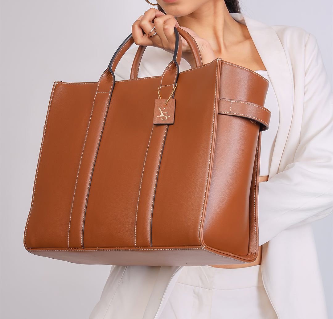 Elan Box Tote Bag - Mocha