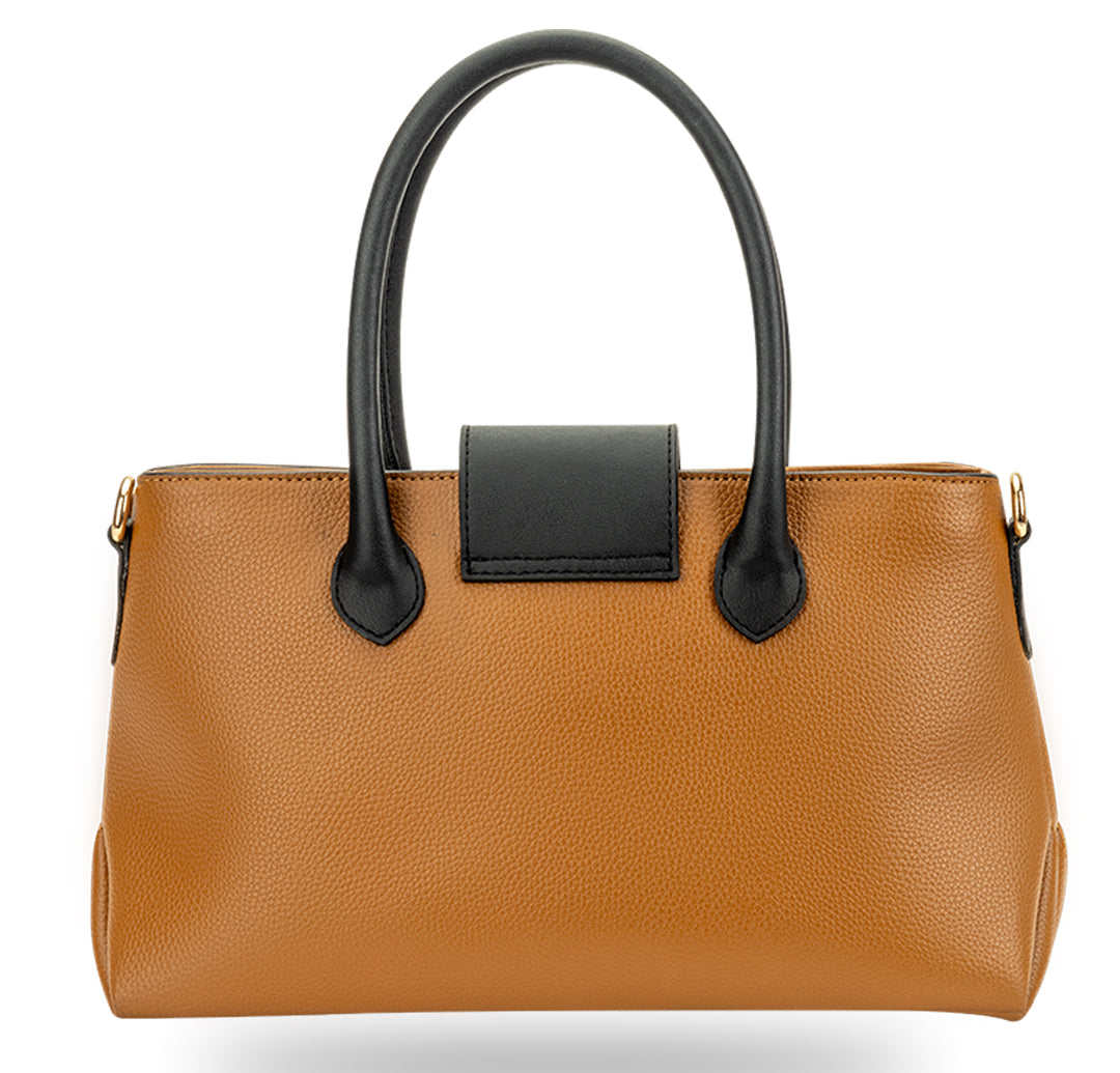 Aura Top Handle Bag - Tan Black
