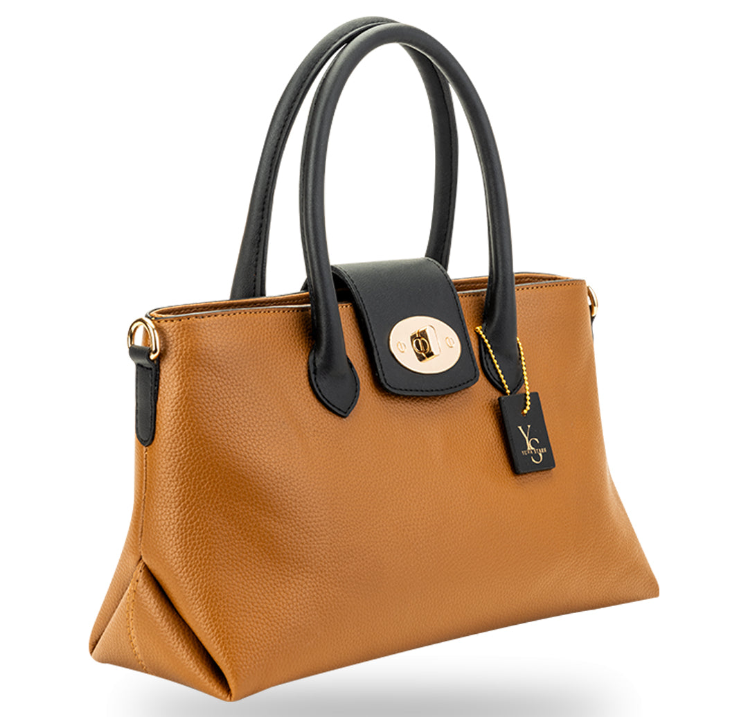 Aura Top Handle Bag - Tan Black