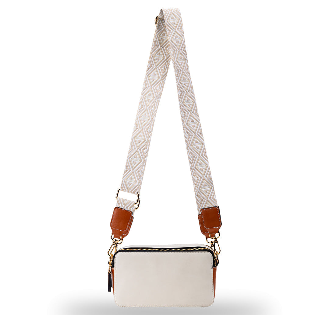 Elysian Double Zip Crossbody Bag - White Orange