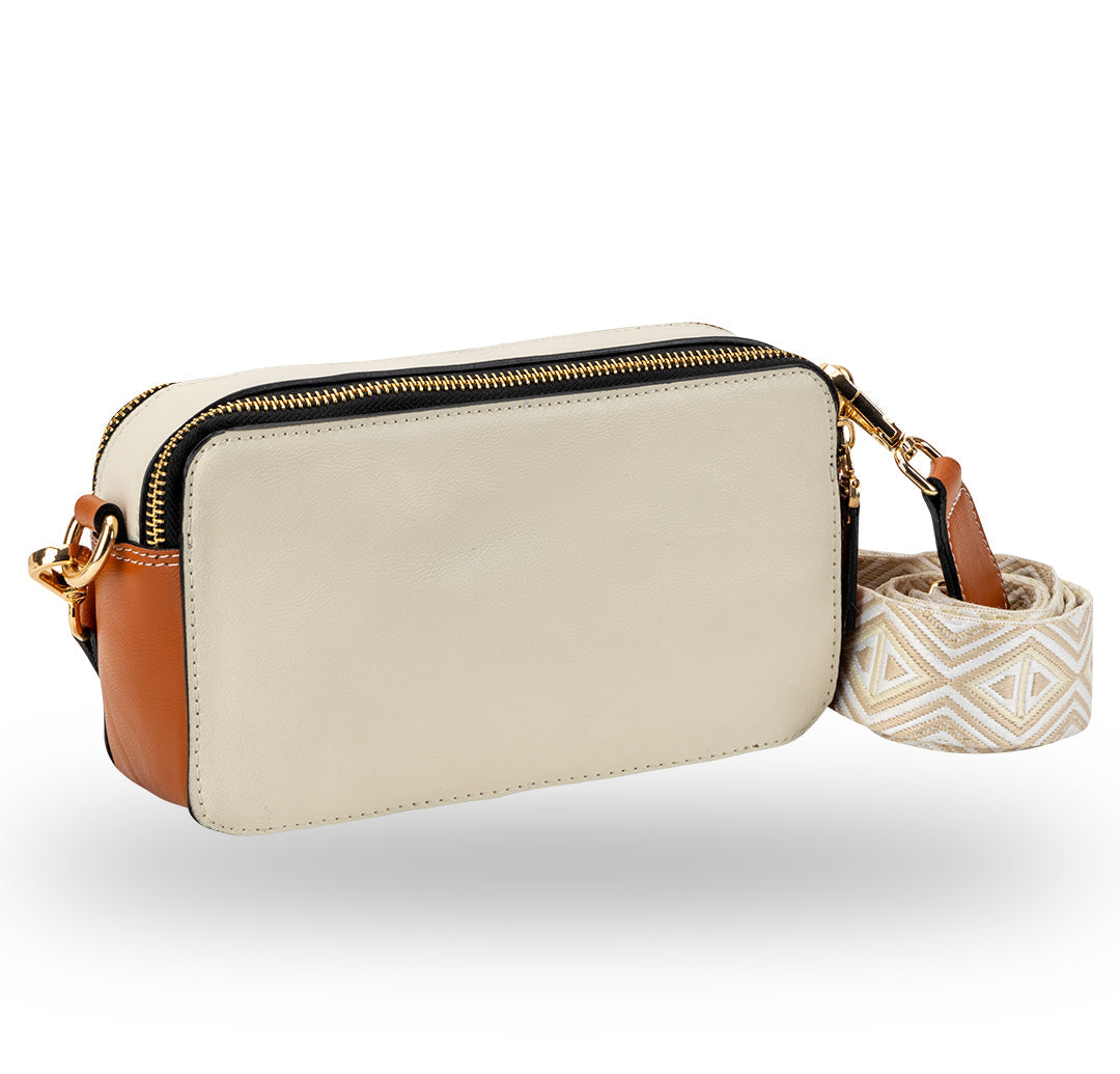Elysian Double Zip Crossbody Bag - White Orange