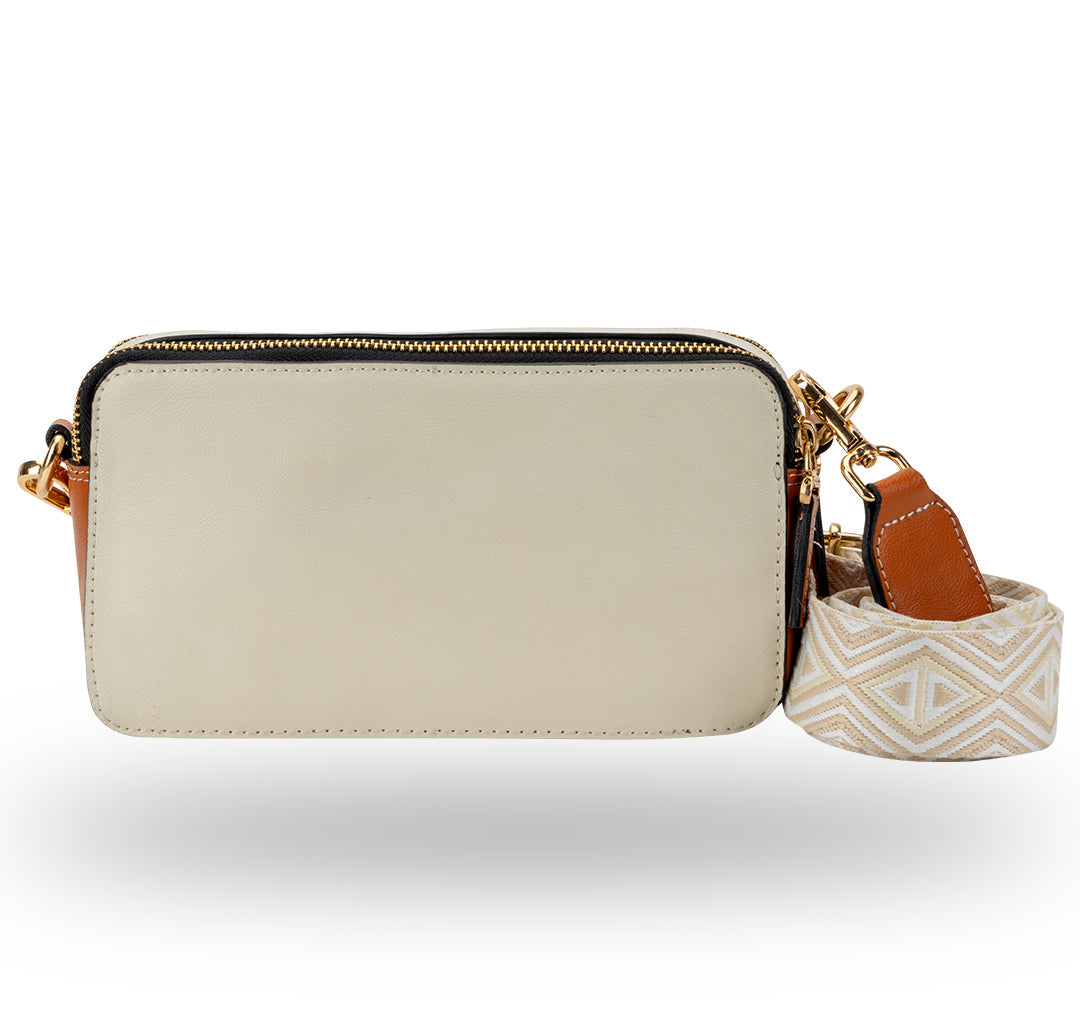 Elysian Double Zip Crossbody Bag - White Orange