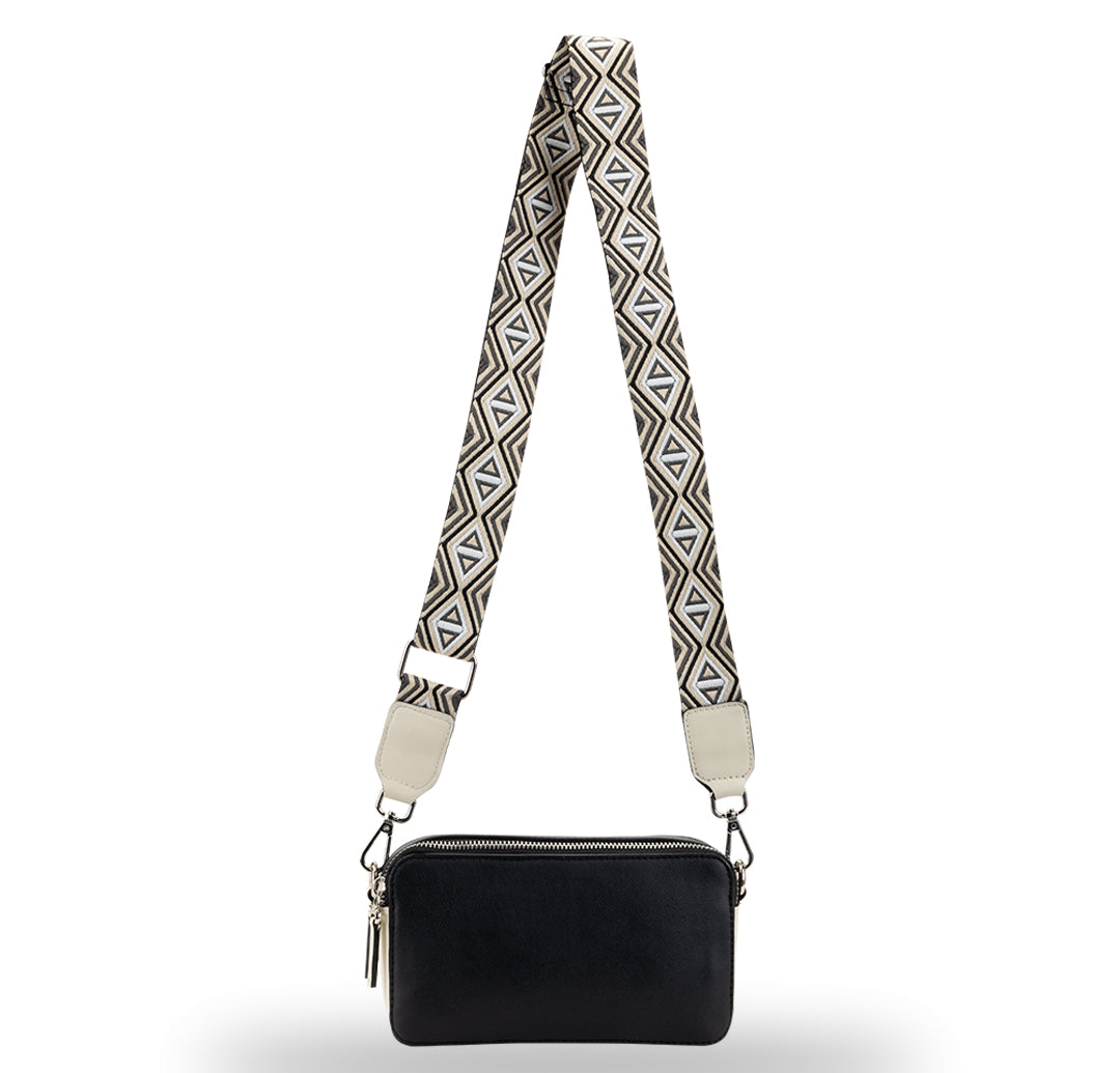 Elysian Double Zip Crossbody Bag - Black White