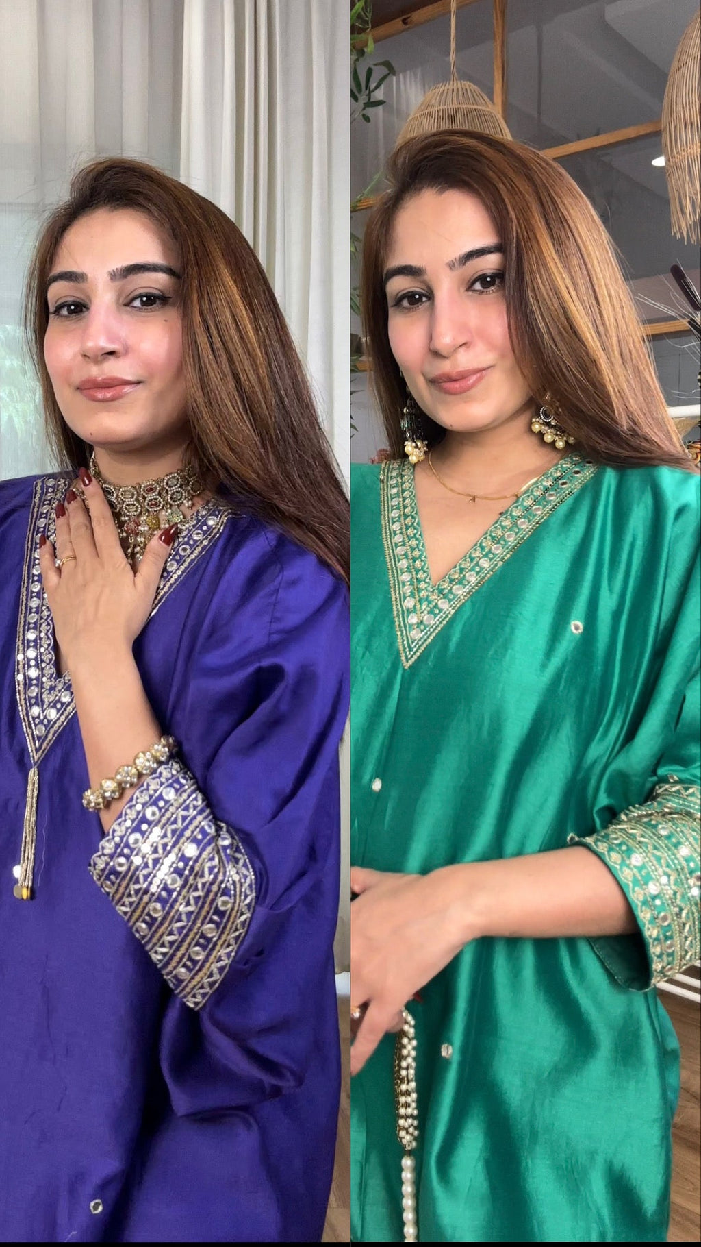 Chanderi Mirrorwork Antifit Set