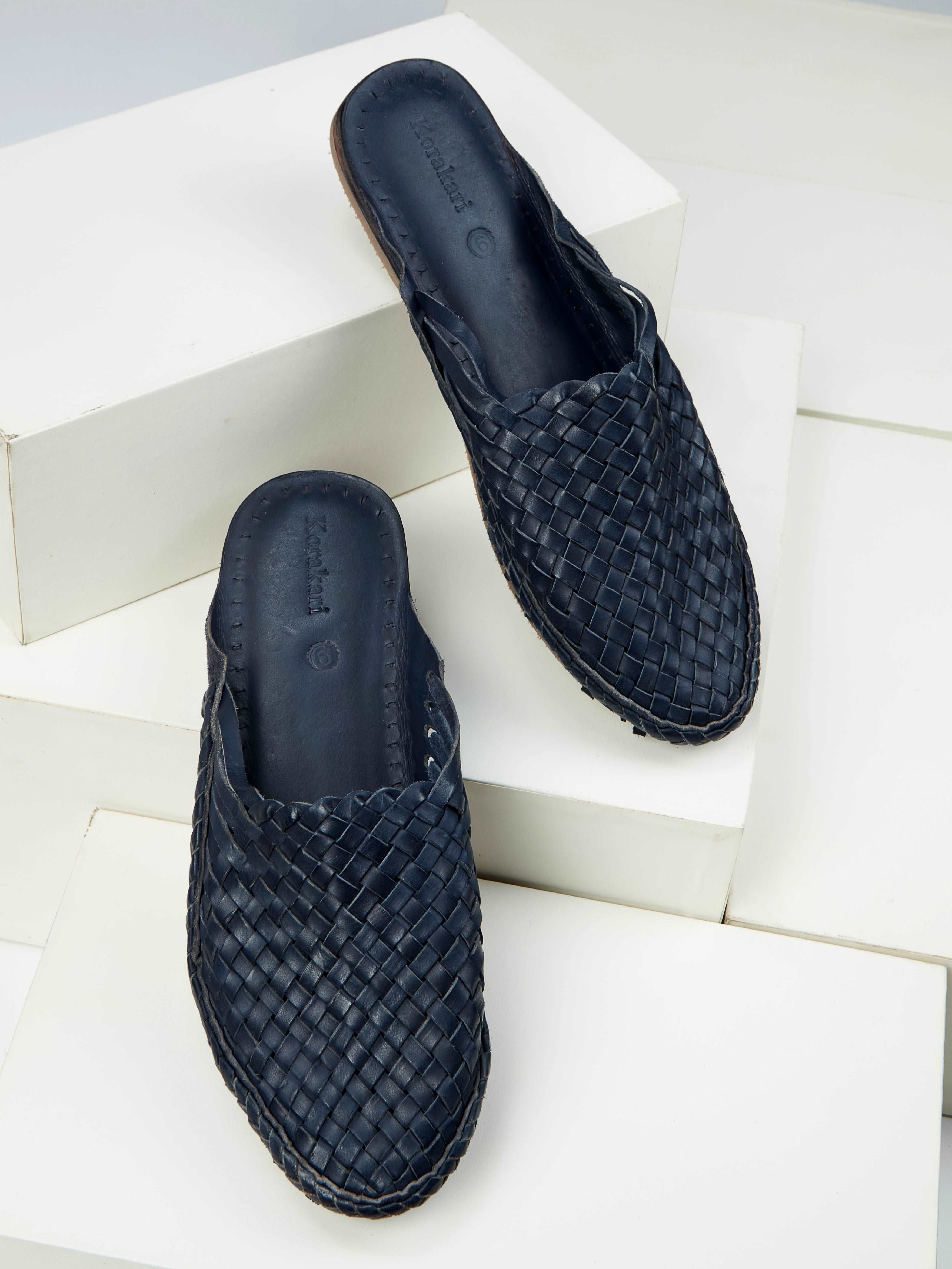 Half Kolhapuri Blue - Kolhapuri Chappal For Men