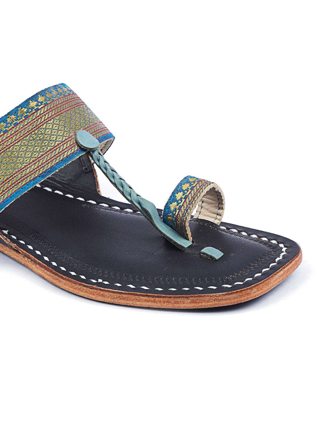 Blue on Blue - Kolhapuri Chappal for women