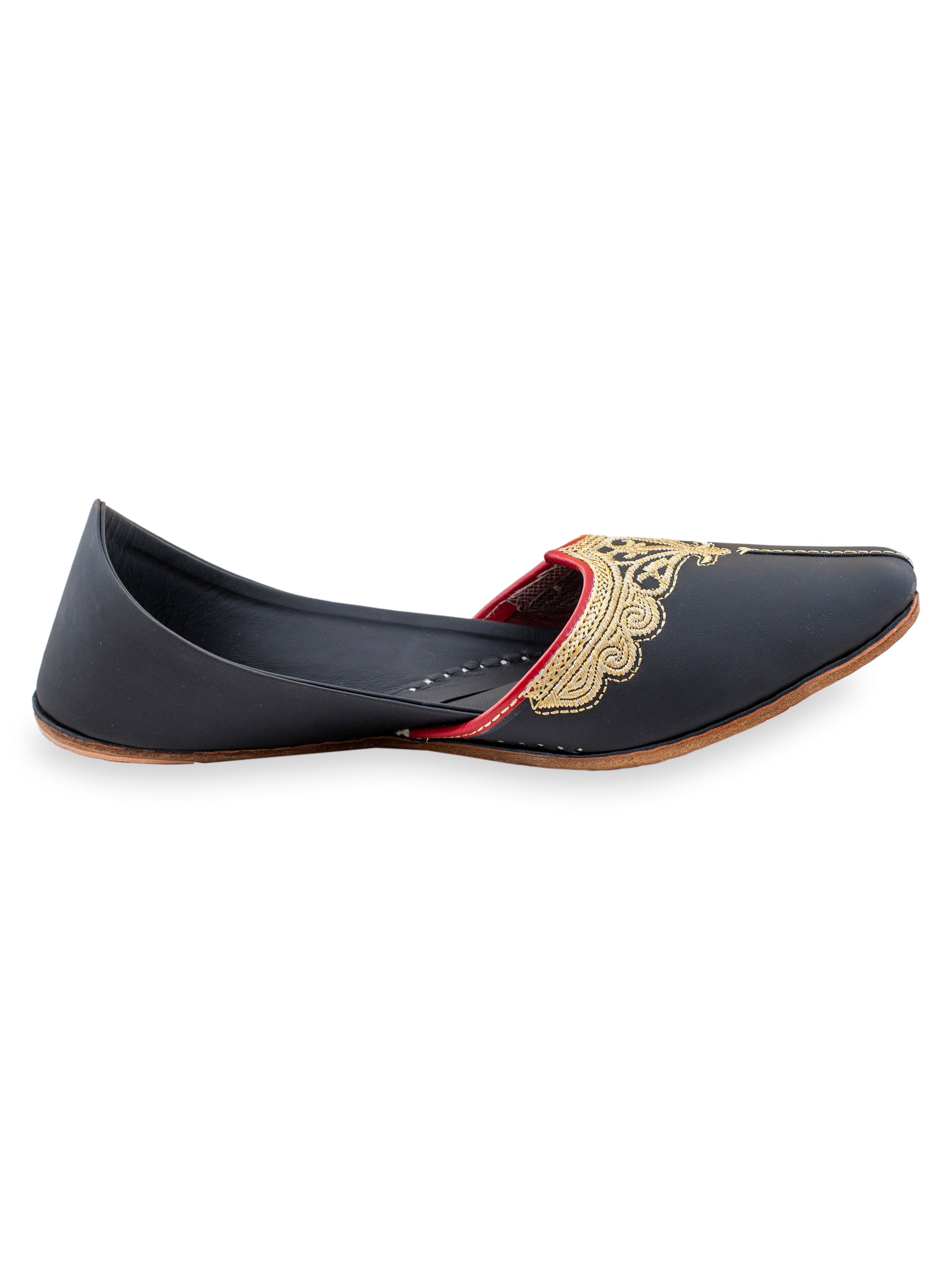 Kohinoor Black Leather Punjabi Jutti for Men
