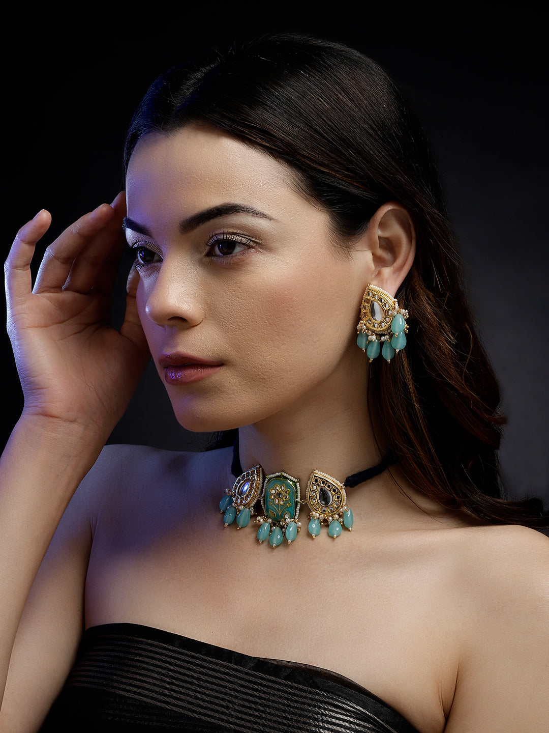 Aab-e-Neel Drop Earring