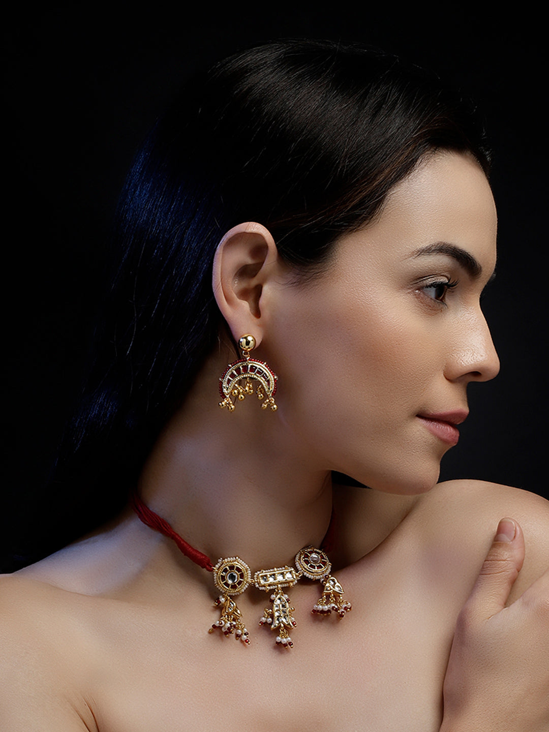 Gul-e-Surkh Haar with Earrings