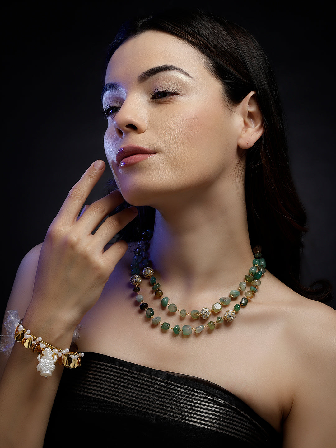 Zarreen Sabz layered necklace
