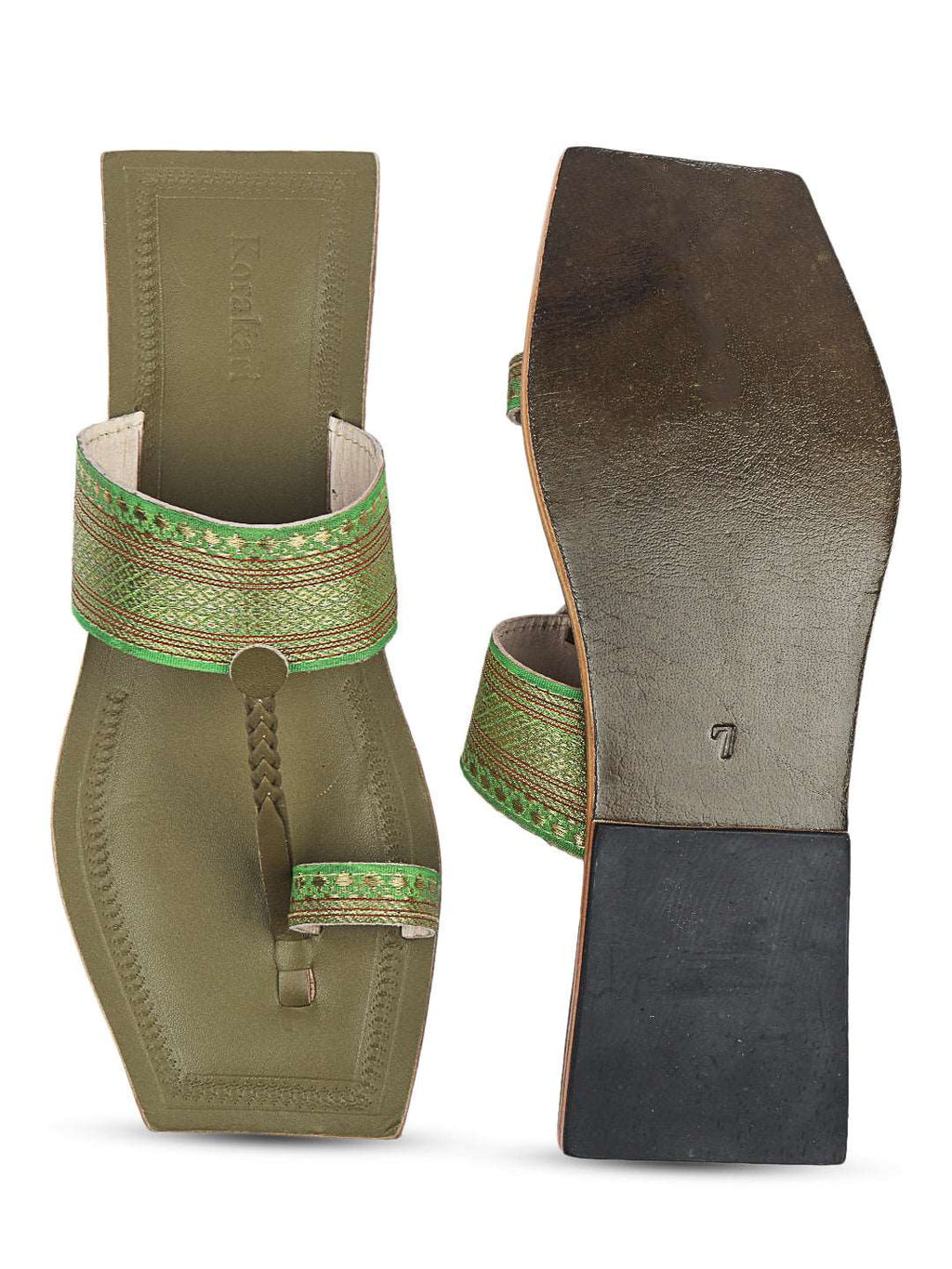 Jari Lime kolhapuri chappal for women