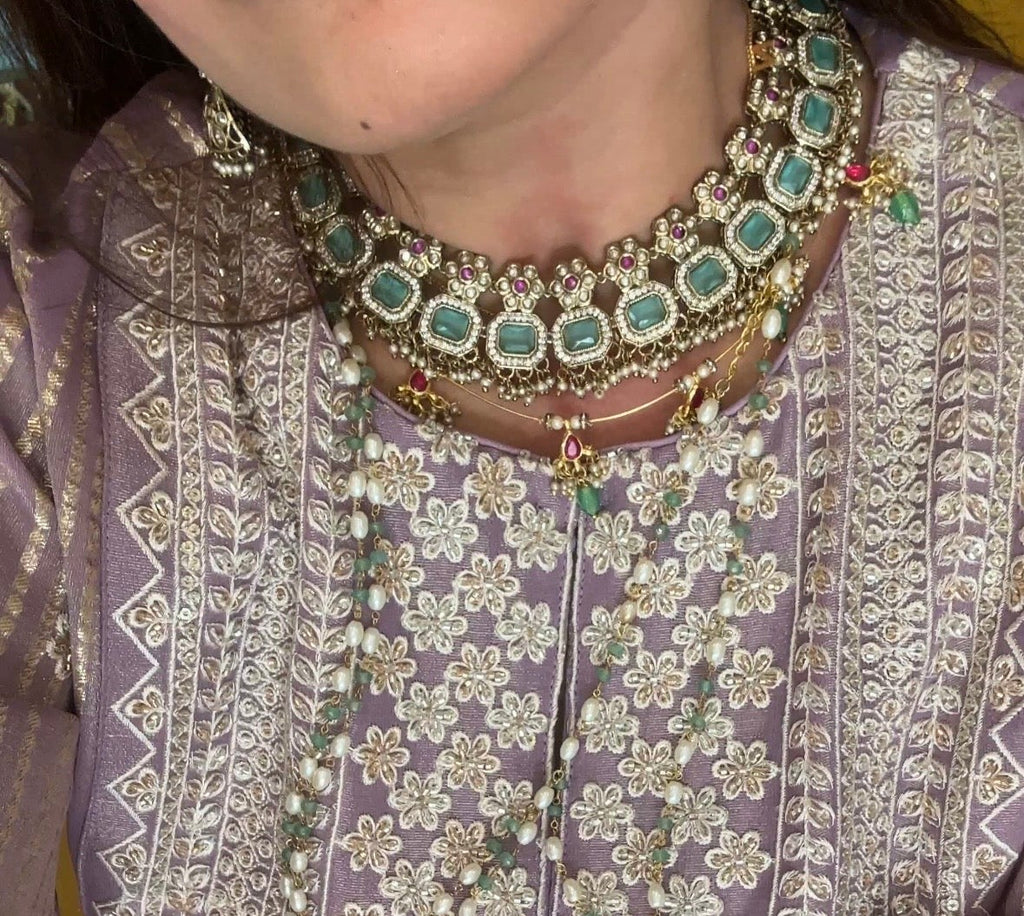 Anaya Mint Enamel Choker Set