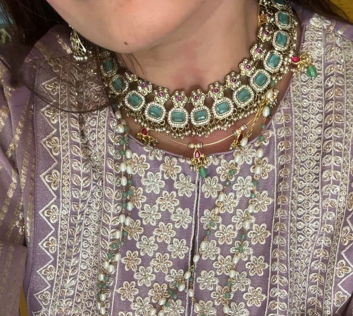 Anaya Mint Enamel Choker Set