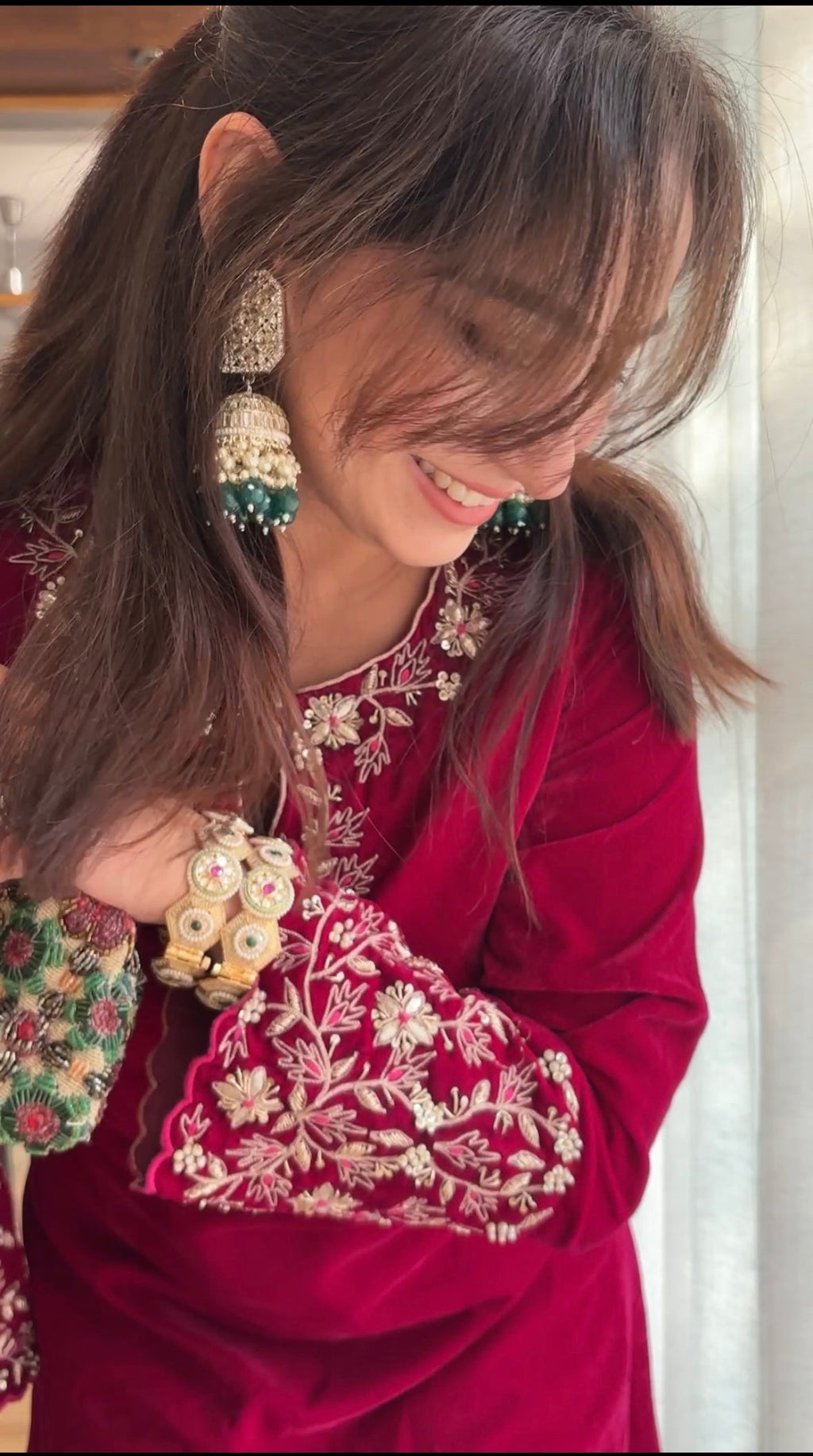 Velvet Hand Embroidery Co-ord Set