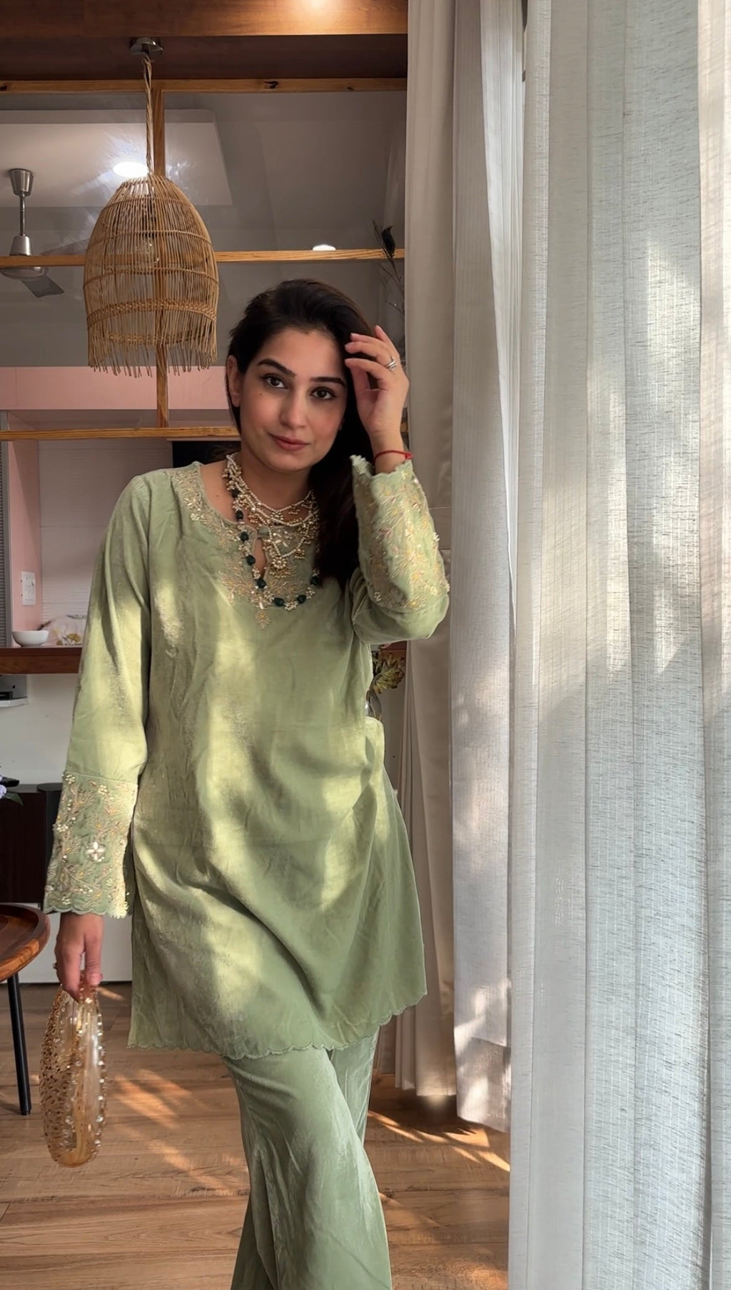 Velvet Hand Embroidery Co-ord Set