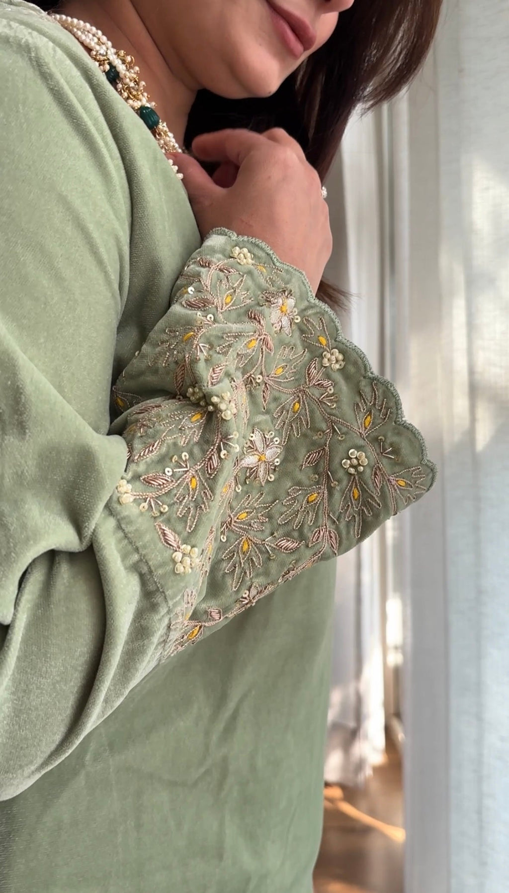 Velvet Hand Embroidery Co-ord Set