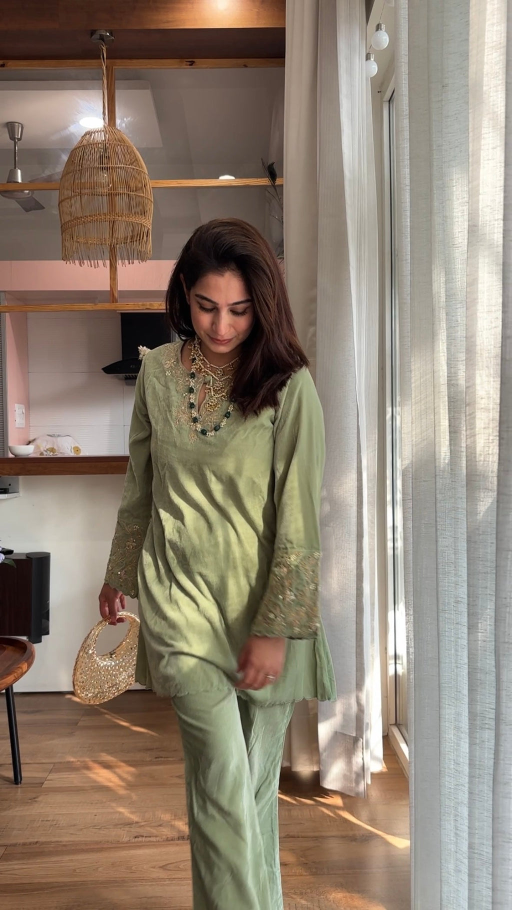 Velvet Hand Embroidery Co-ord Set