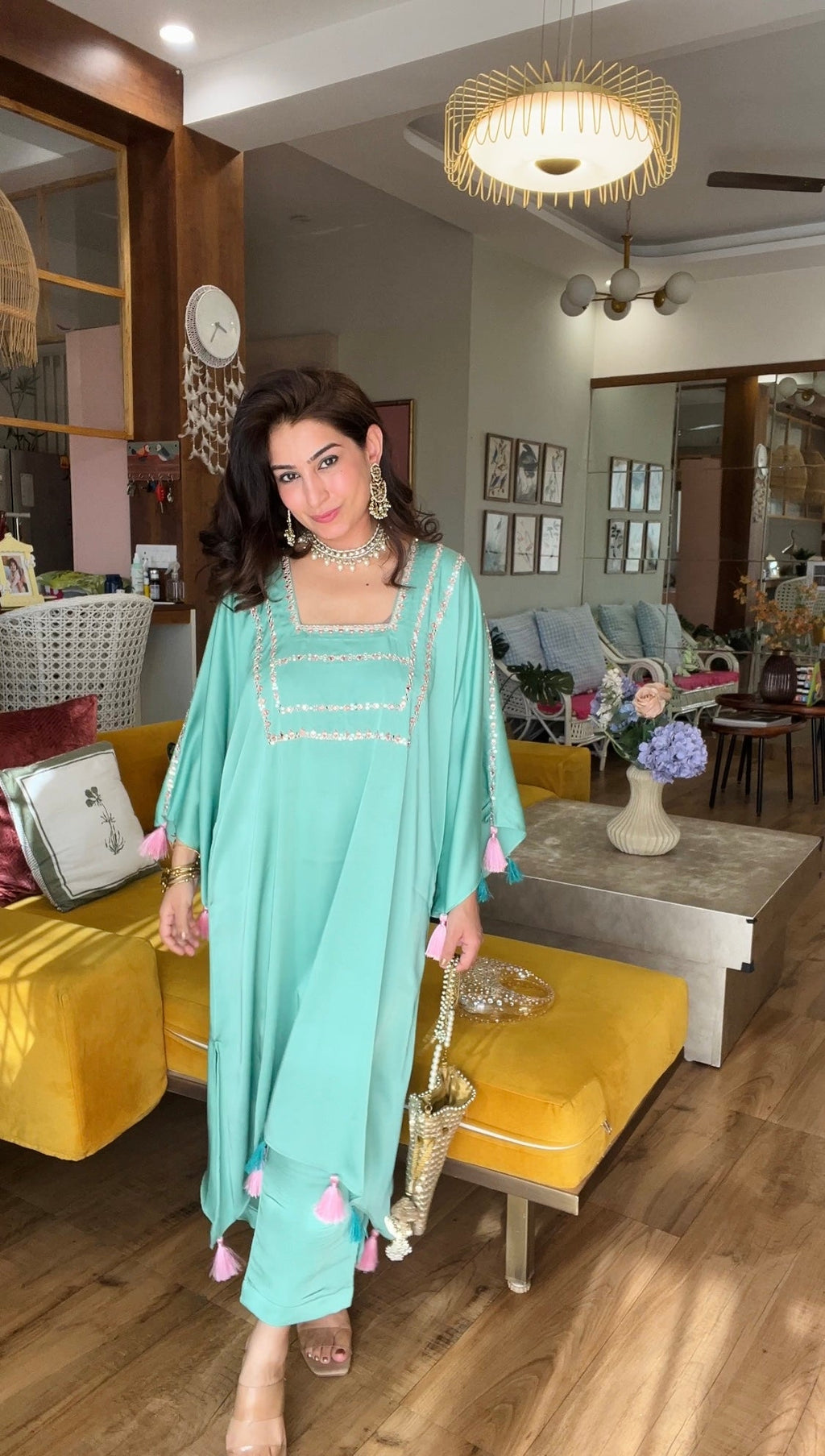 Mirror Work Antifit Kaftan Set