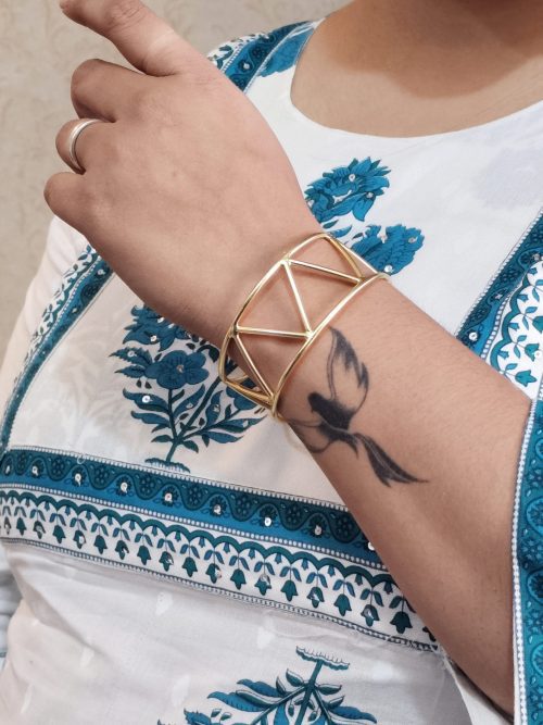 Handmade Geometric Cuff Bangles | Trendy & Unique Gold Plated Bracelet