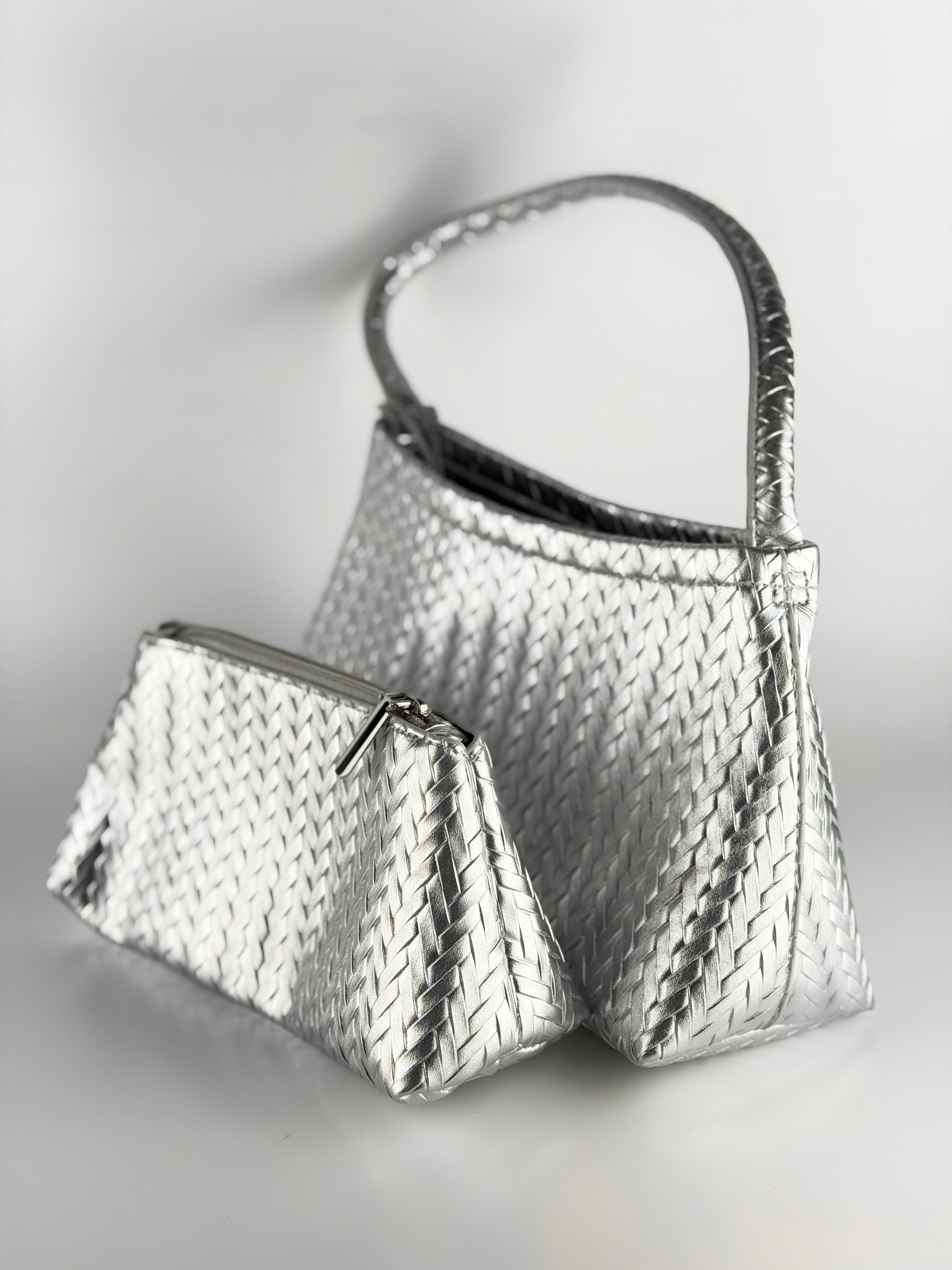 Majestic Twine Tote & Purse - Silver