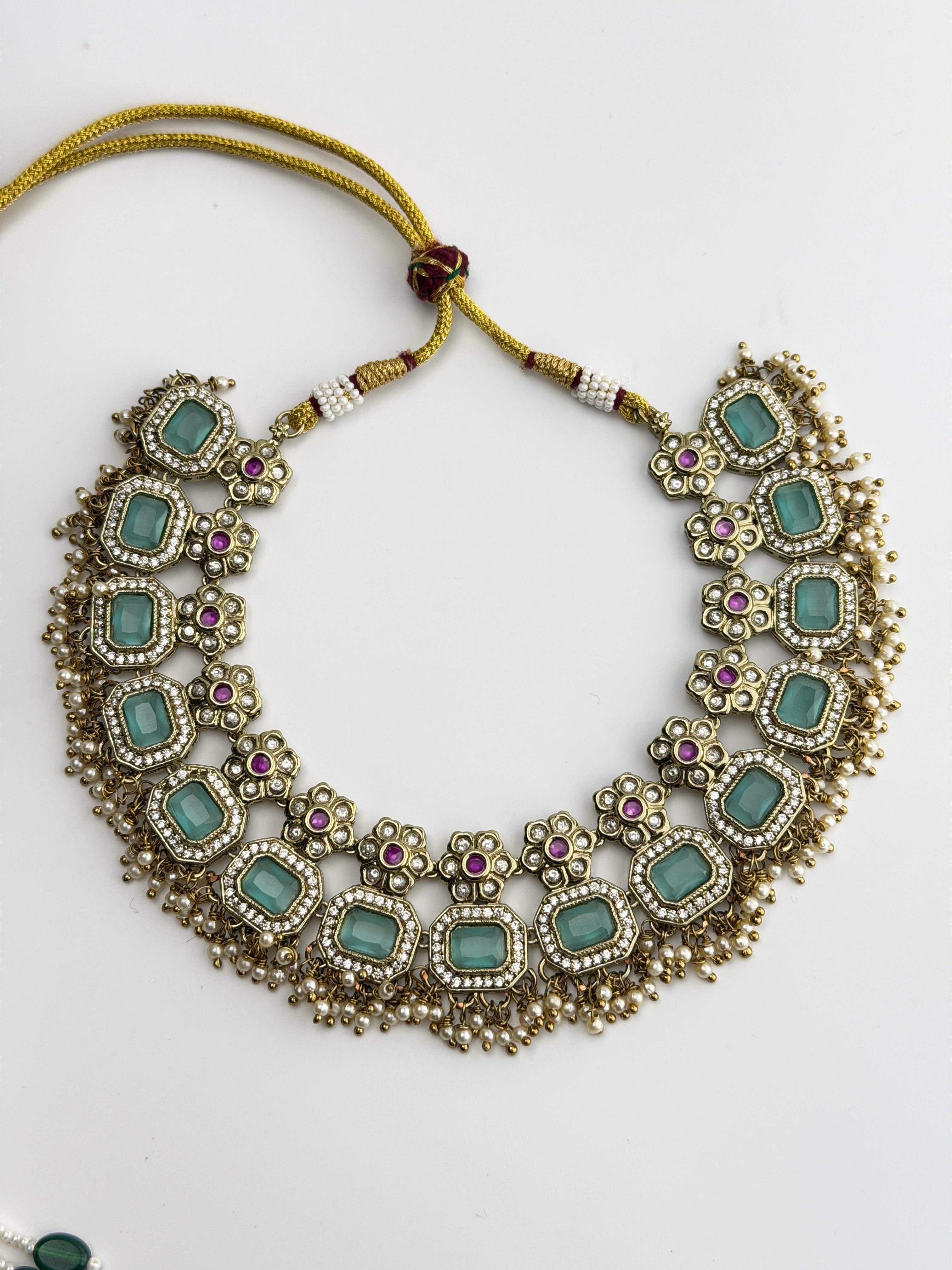 Anaya Mint Enamel Choker Set