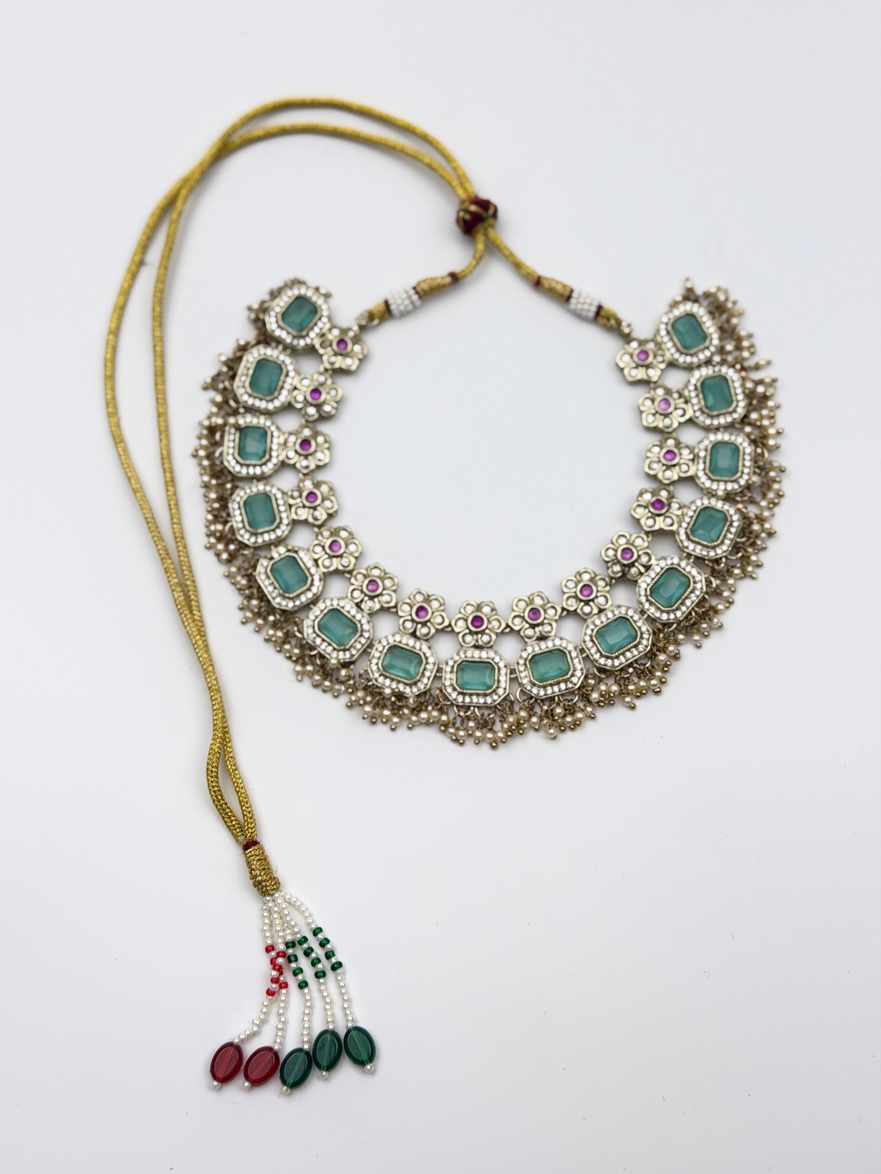 Anaya Mint Enamel Choker Set