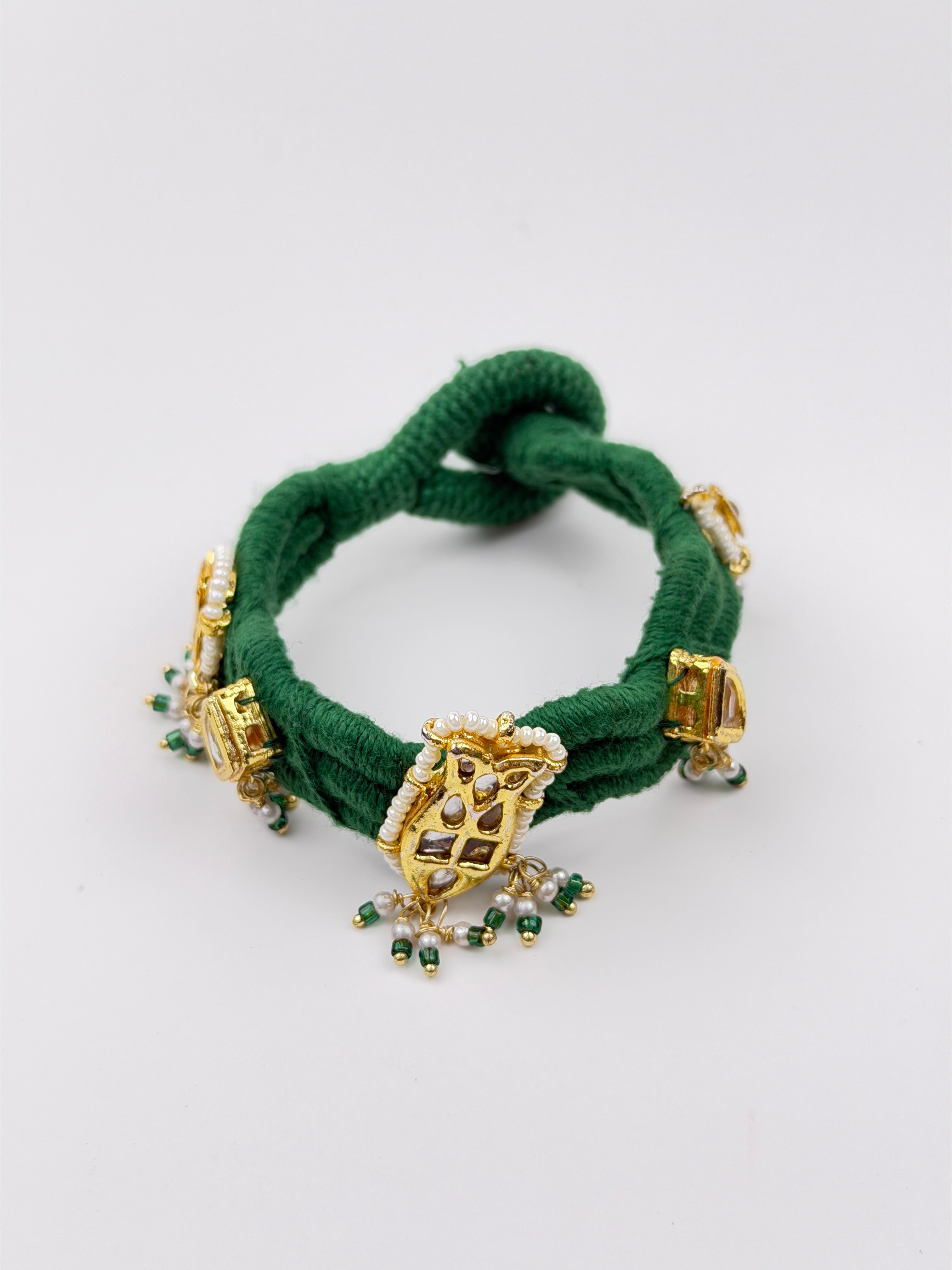 Zoya Emerald Kundan Dori Bracelet