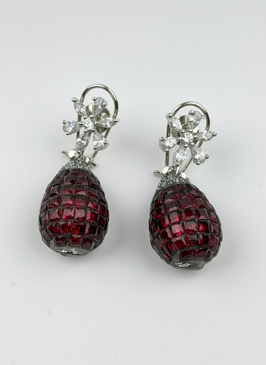 Garnet Caviar Drop Earrings