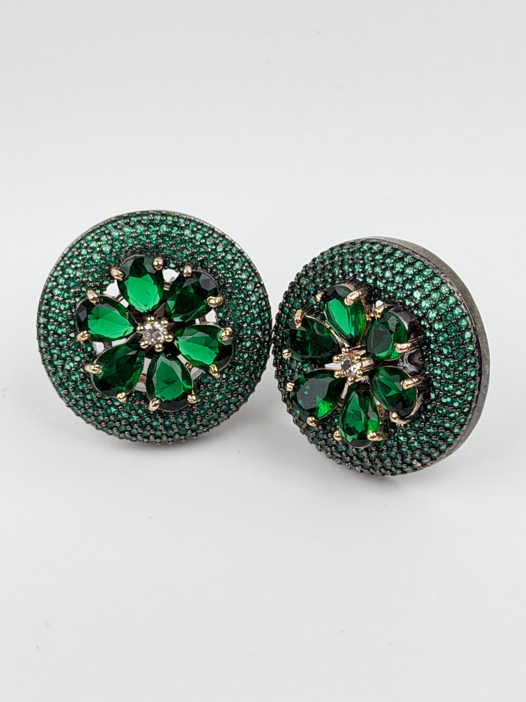 Emerald Halo Statement Studs