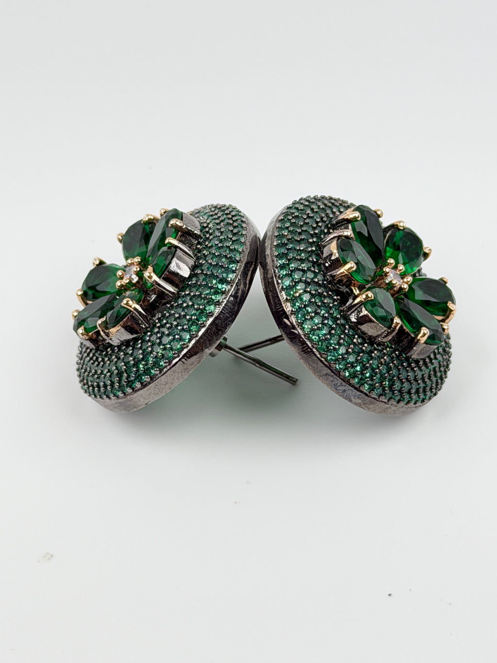 Emerald Halo Statement Studs