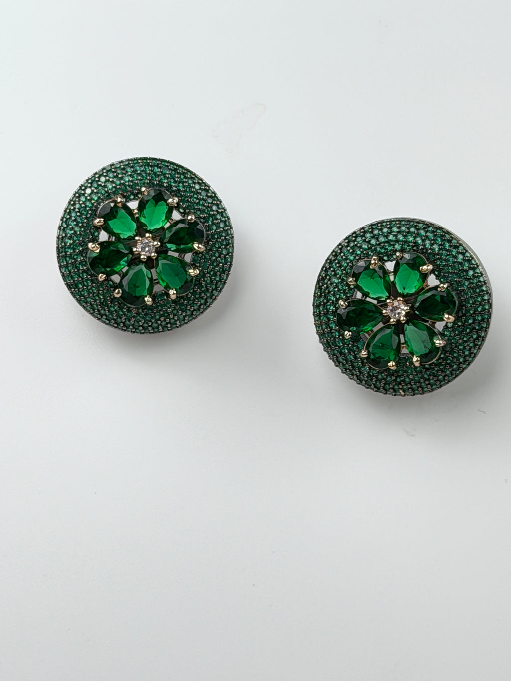 Emerald Halo Statement Studs