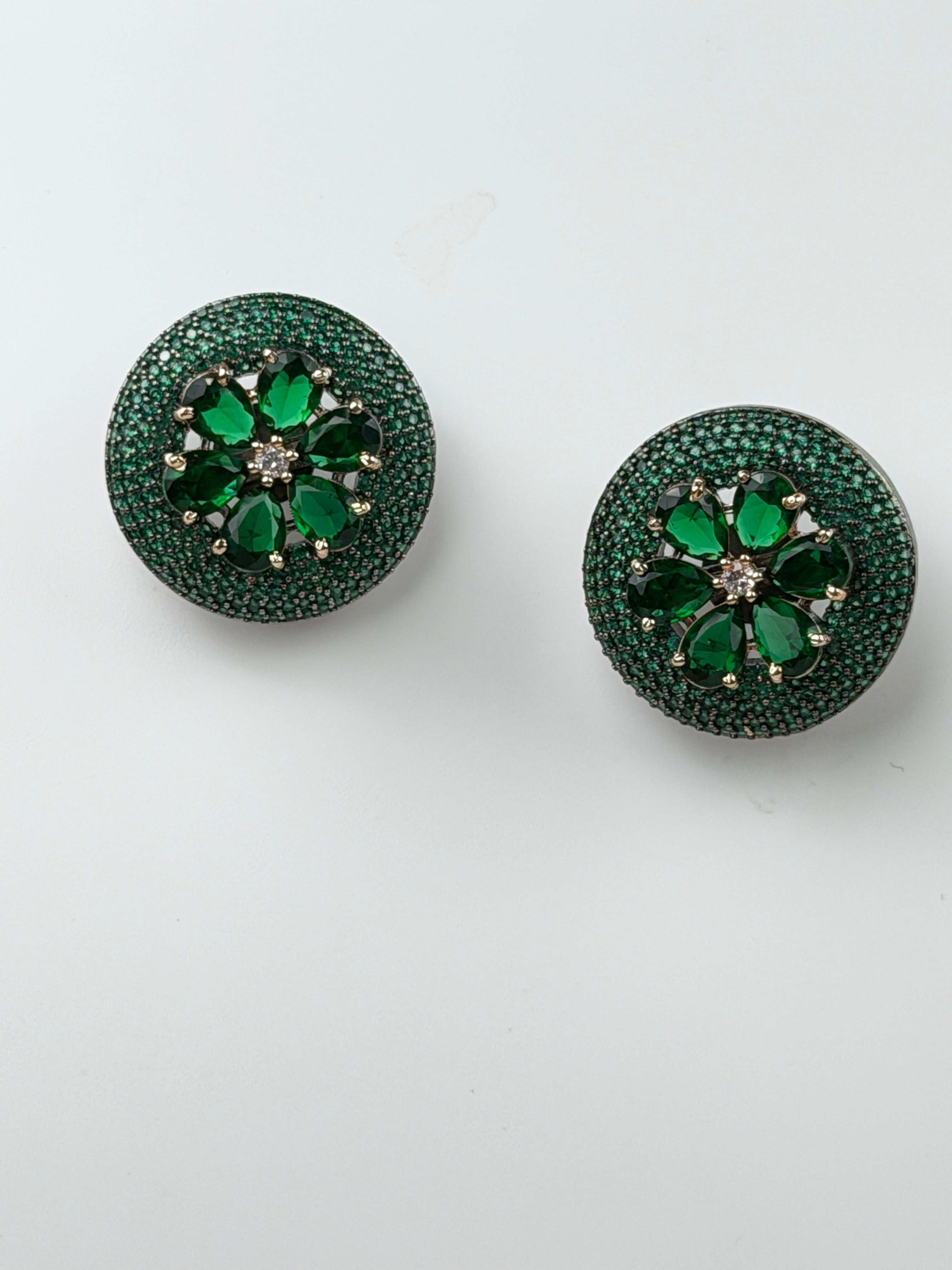Emerald Halo Statement Studs