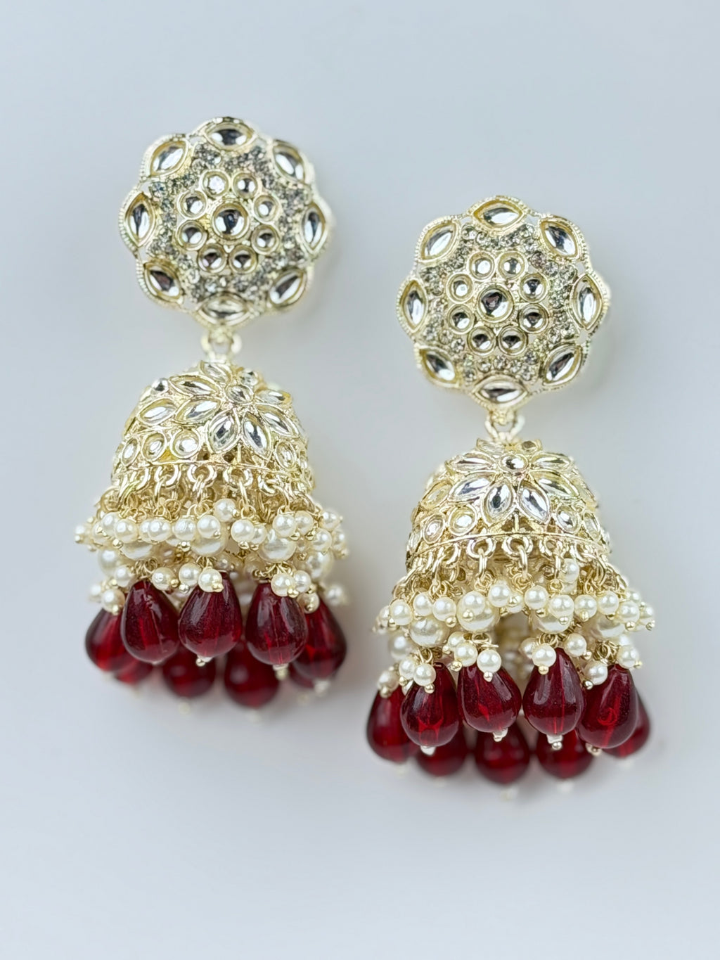 Ruby Drop Lotus Jhumka