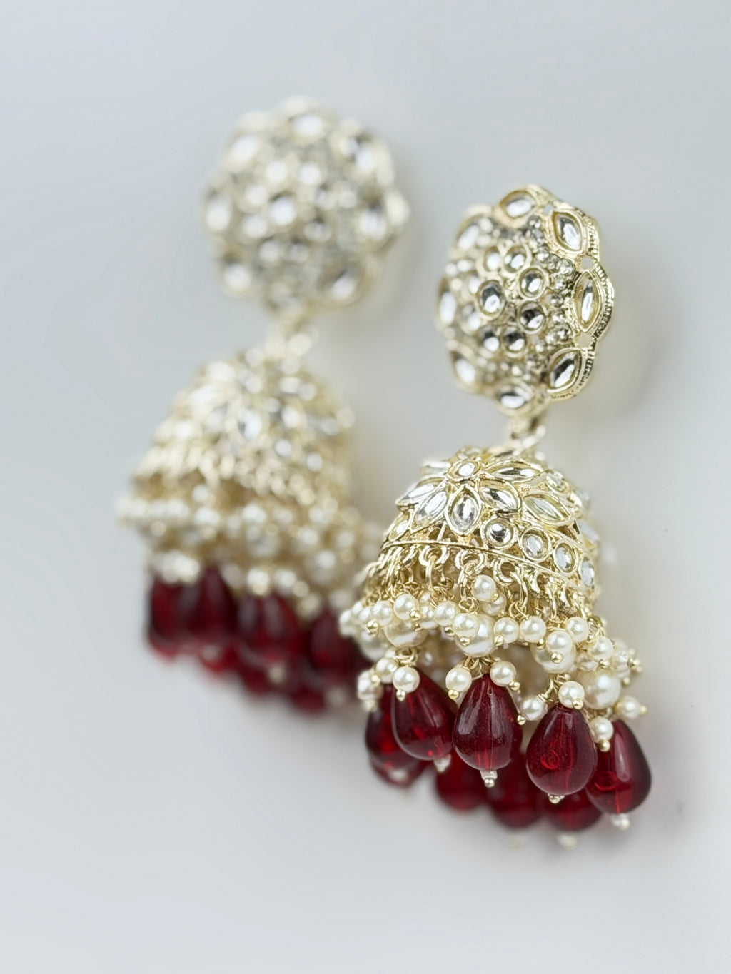 Ruby Drop Lotus Jhumka