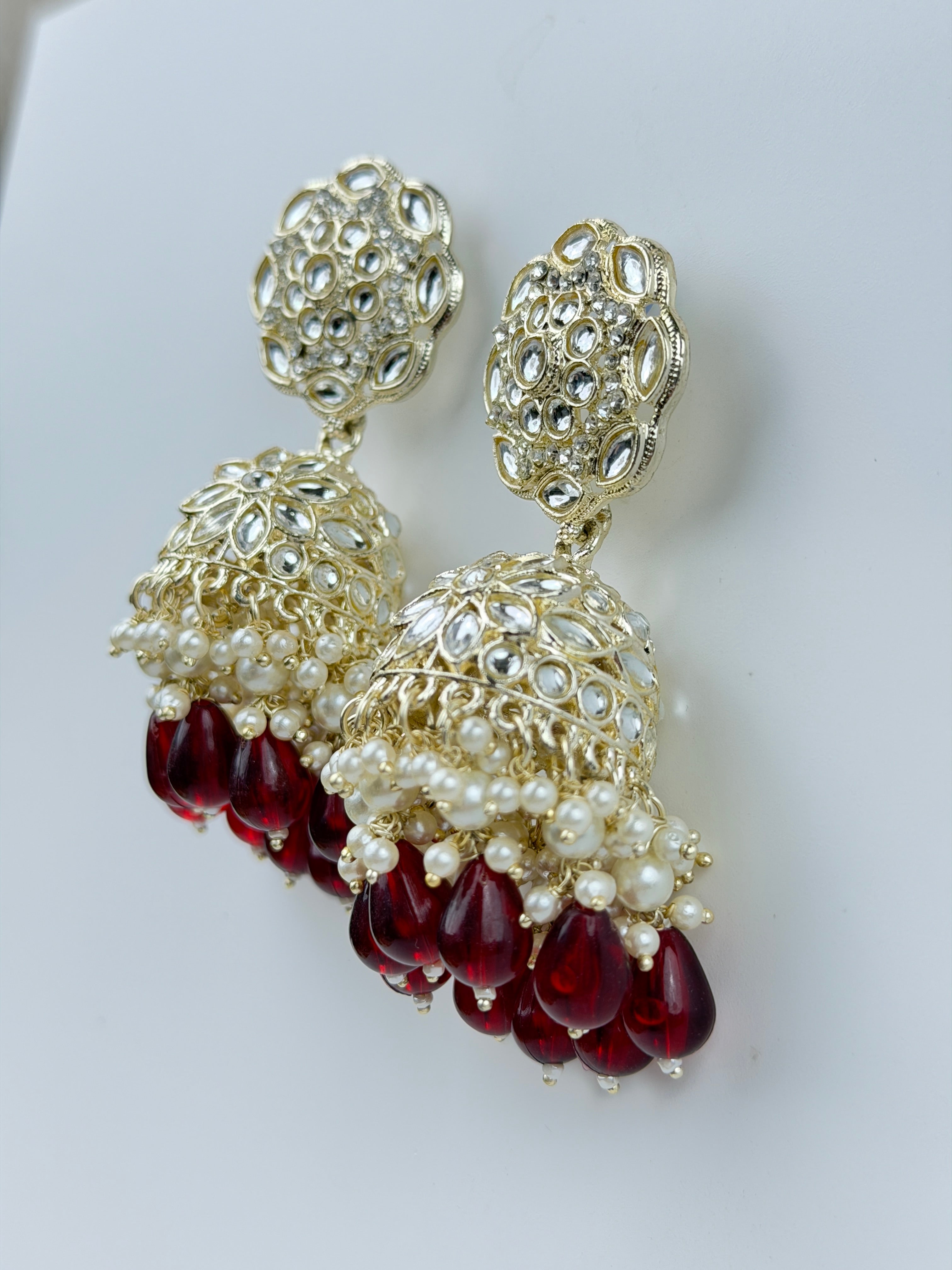 Ruby Drop Lotus Jhumka