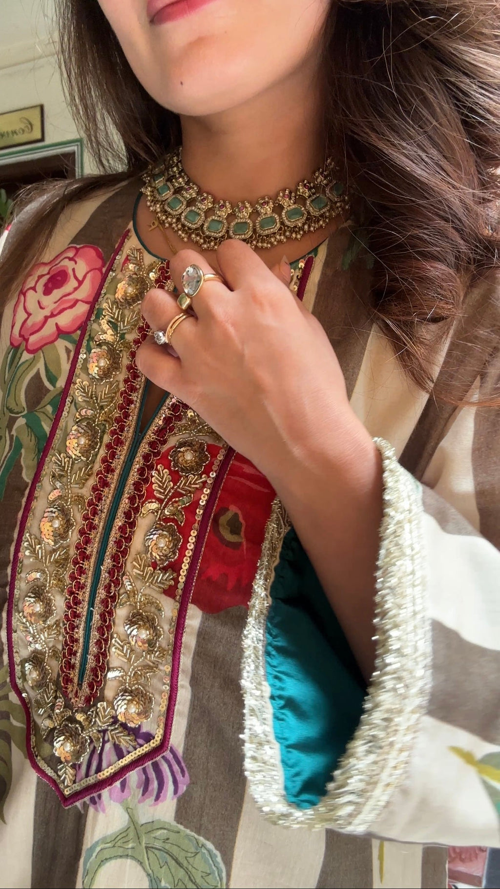 Floral Stripe Kurta Set