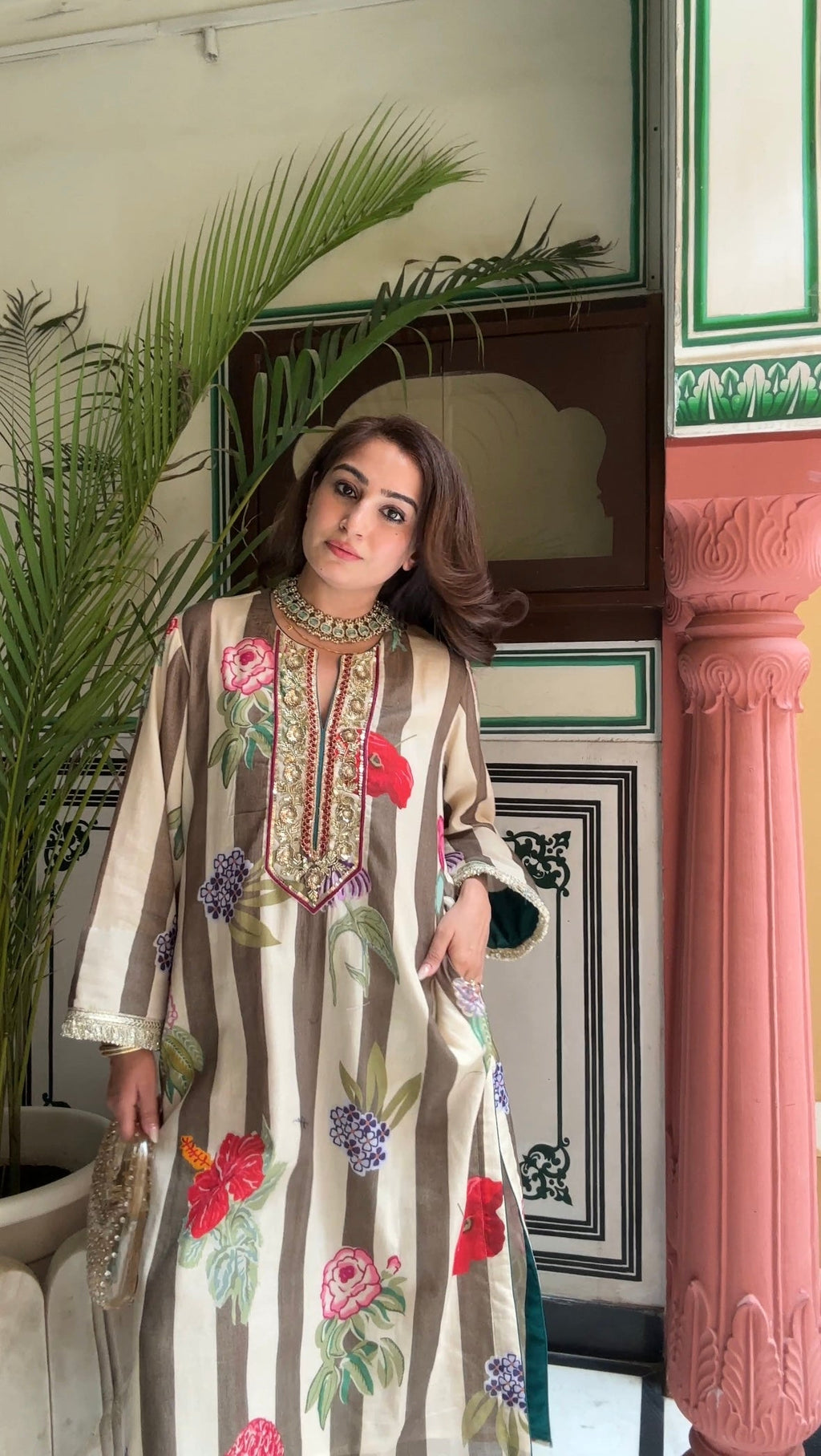 Floral Stripe Kurta Set