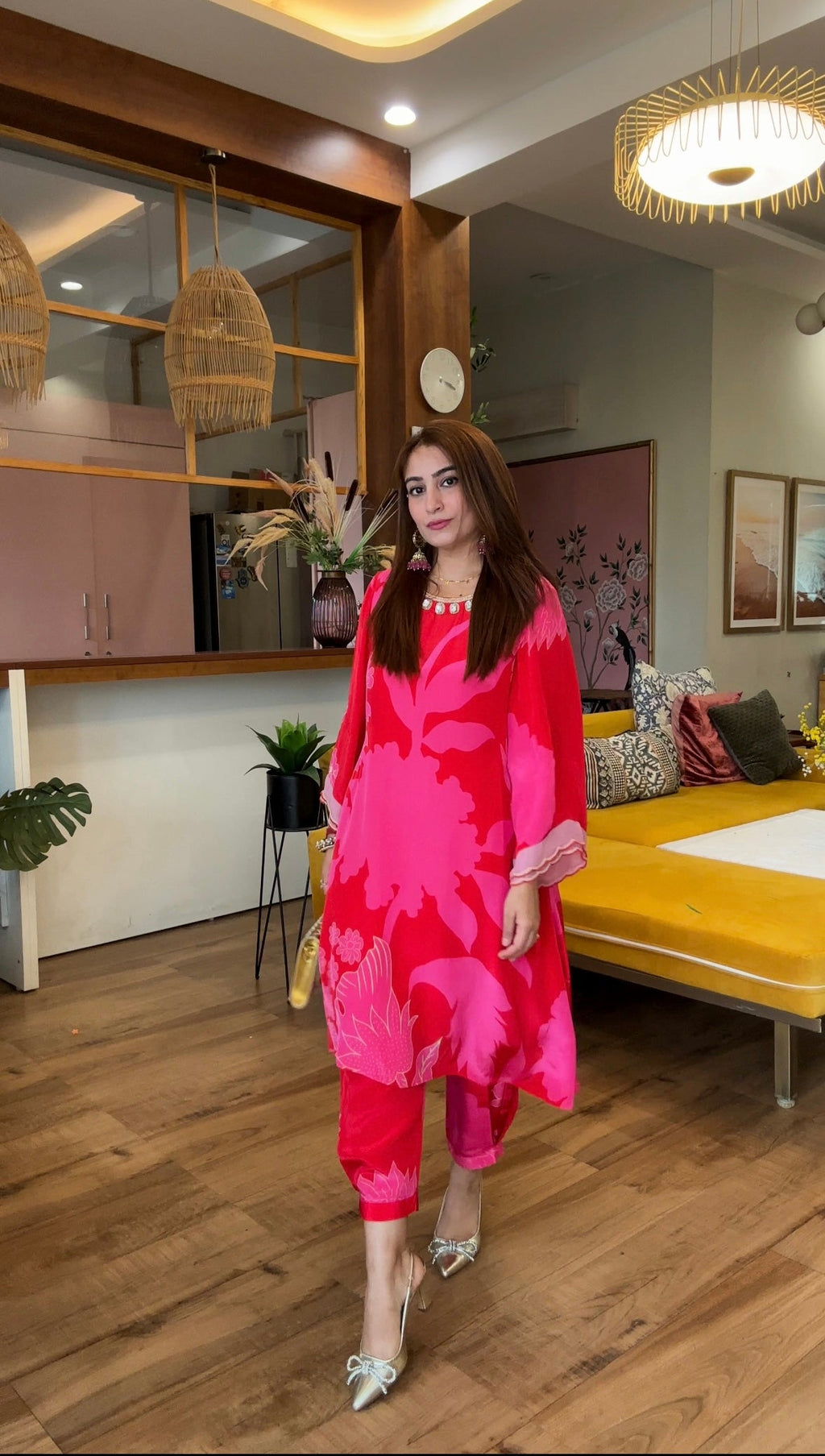 Printed Crepe Kurta Set