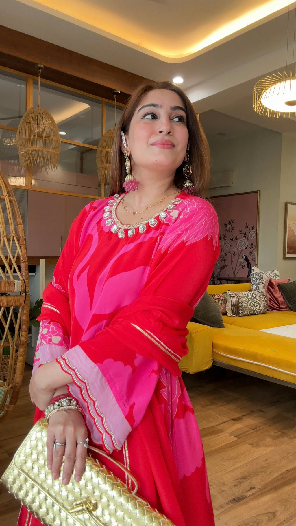 Printed Crepe Kurta Set