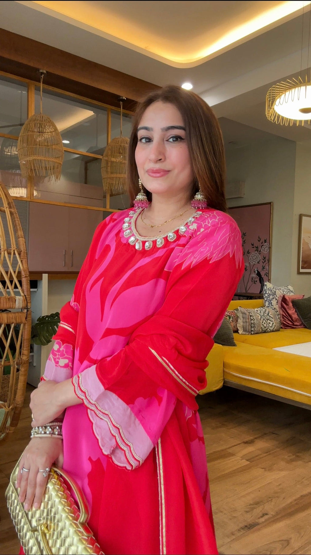 Printed Crepe Kurta Set