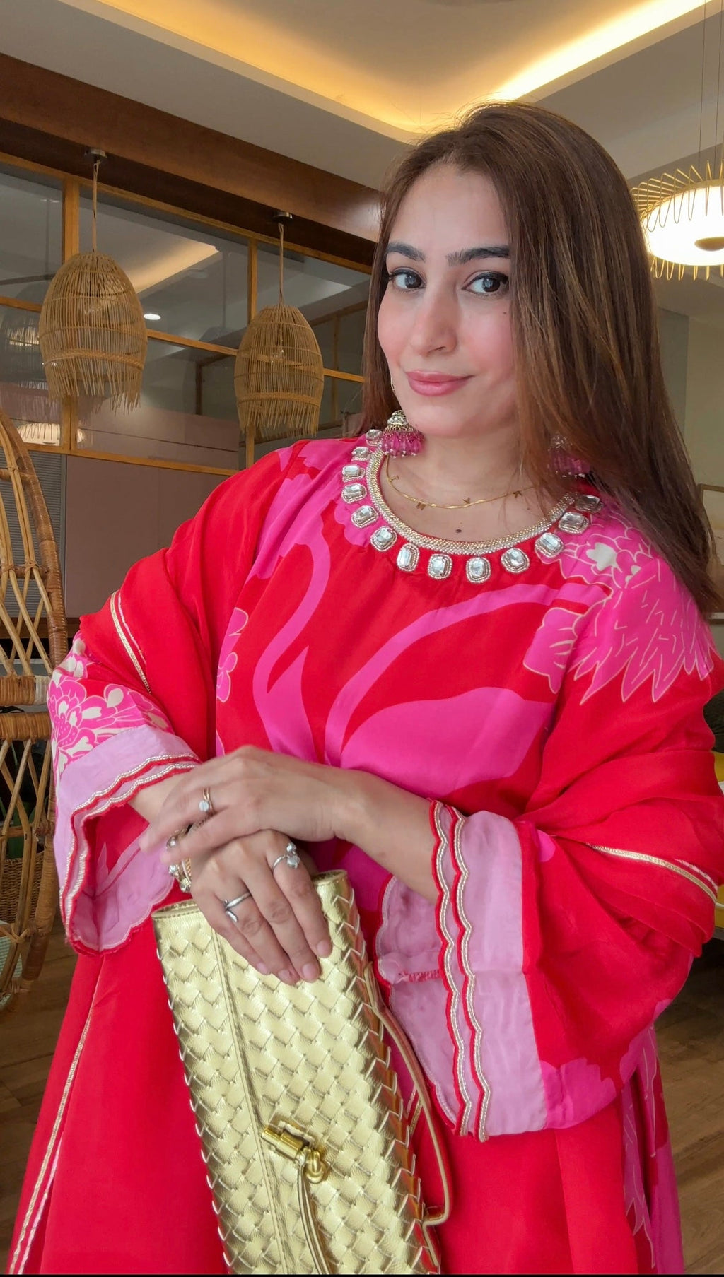 Printed Crepe Kurta Set