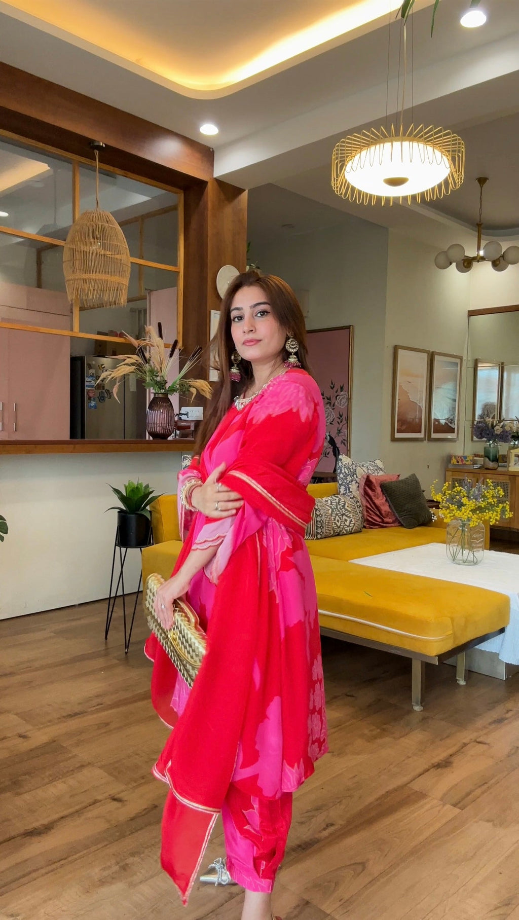 Printed Crepe Kurta Set