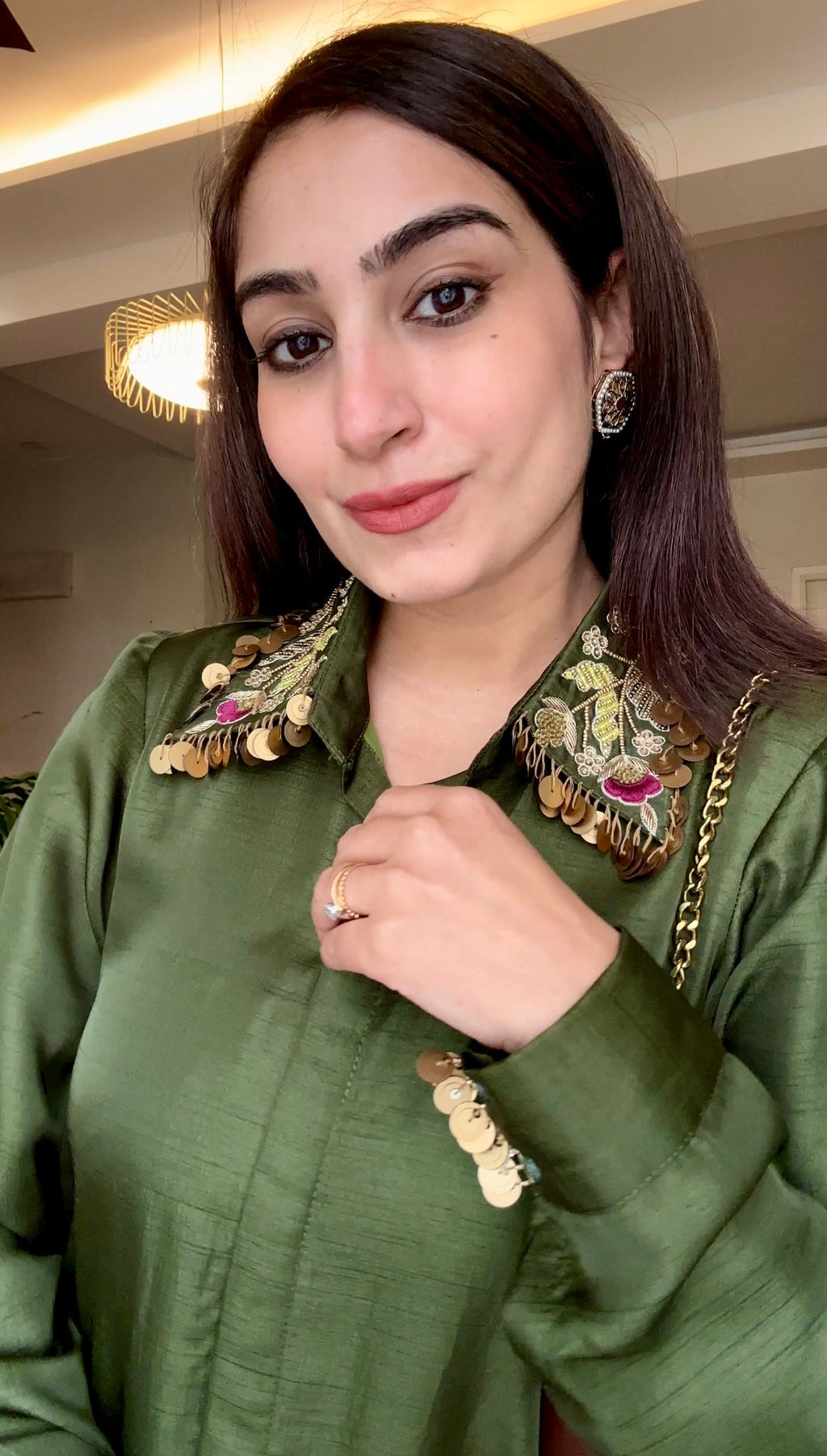 Embroidered Collar Kurta Set